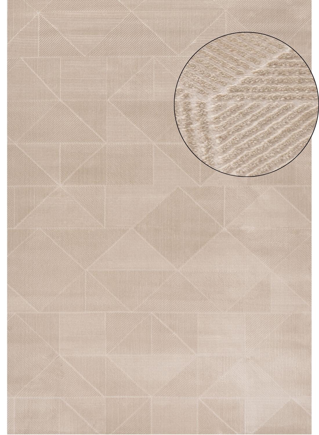 Carmel Beige Rug Abstract Polyester Cream Modern
