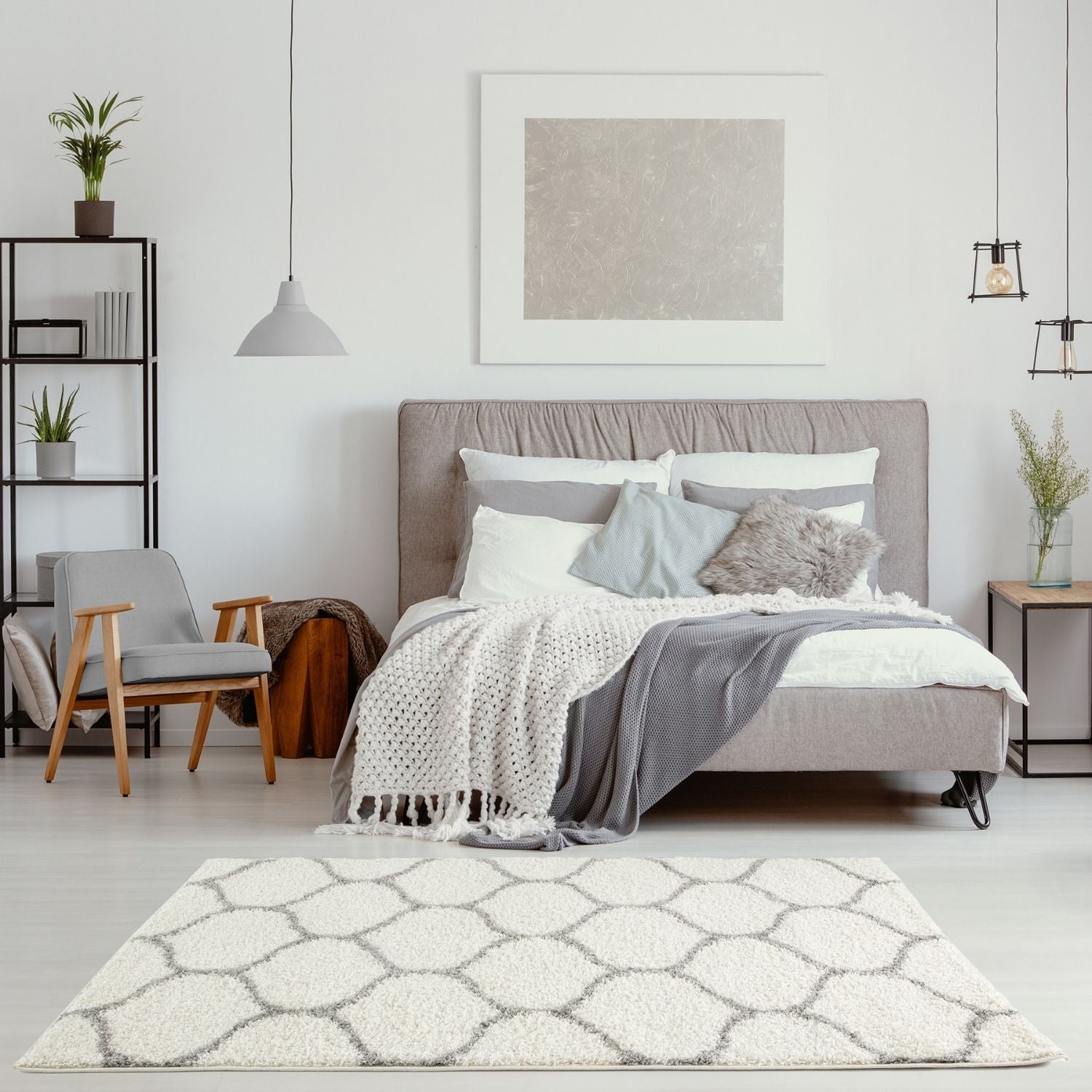 Moroccan Ivory Shaggy Rug