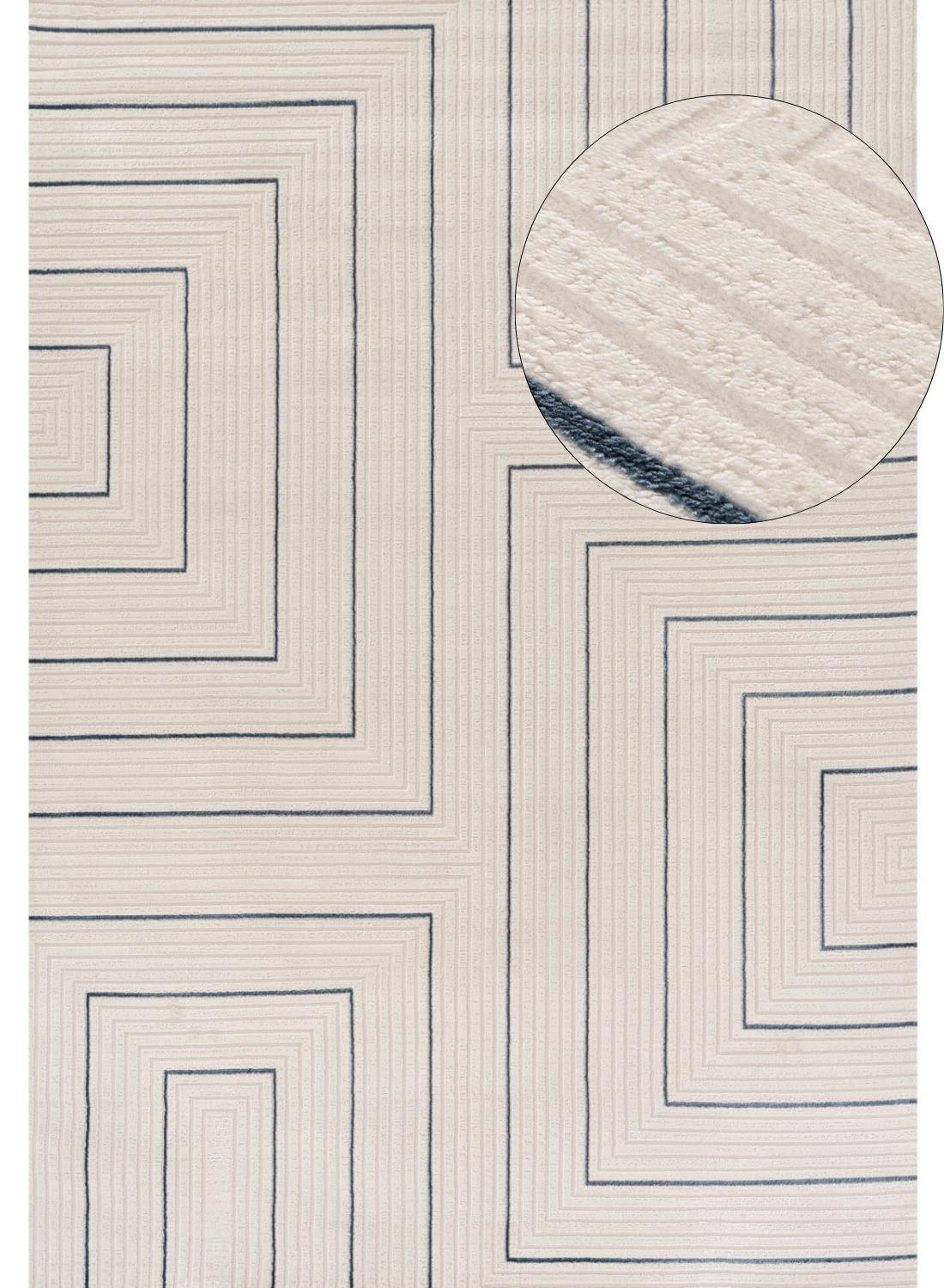 Carmel Cream-Blue Geometric Rug