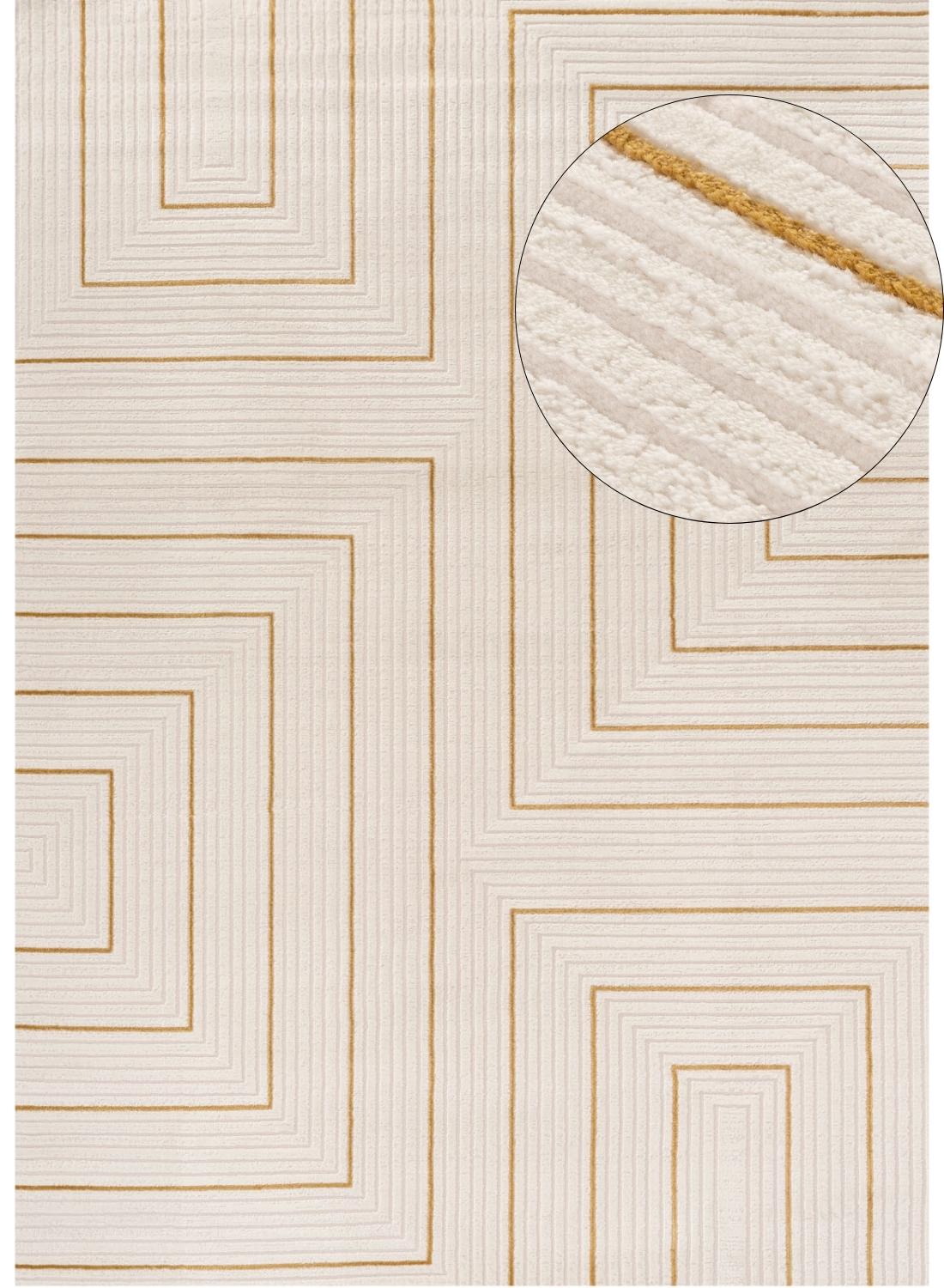 Carmel Cream-Gold Geometric Rug
