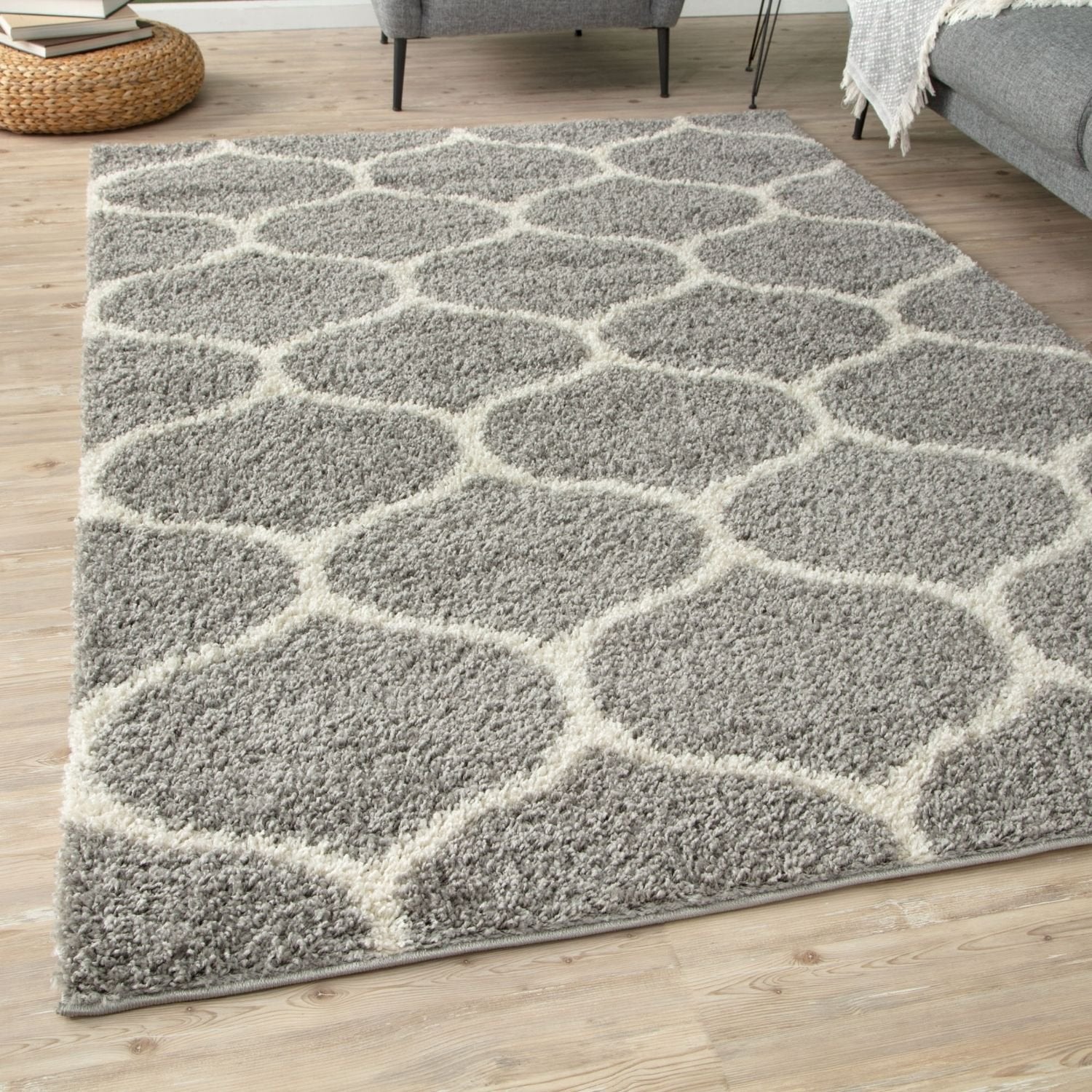 Moroccan Grey Shaggy Rug
