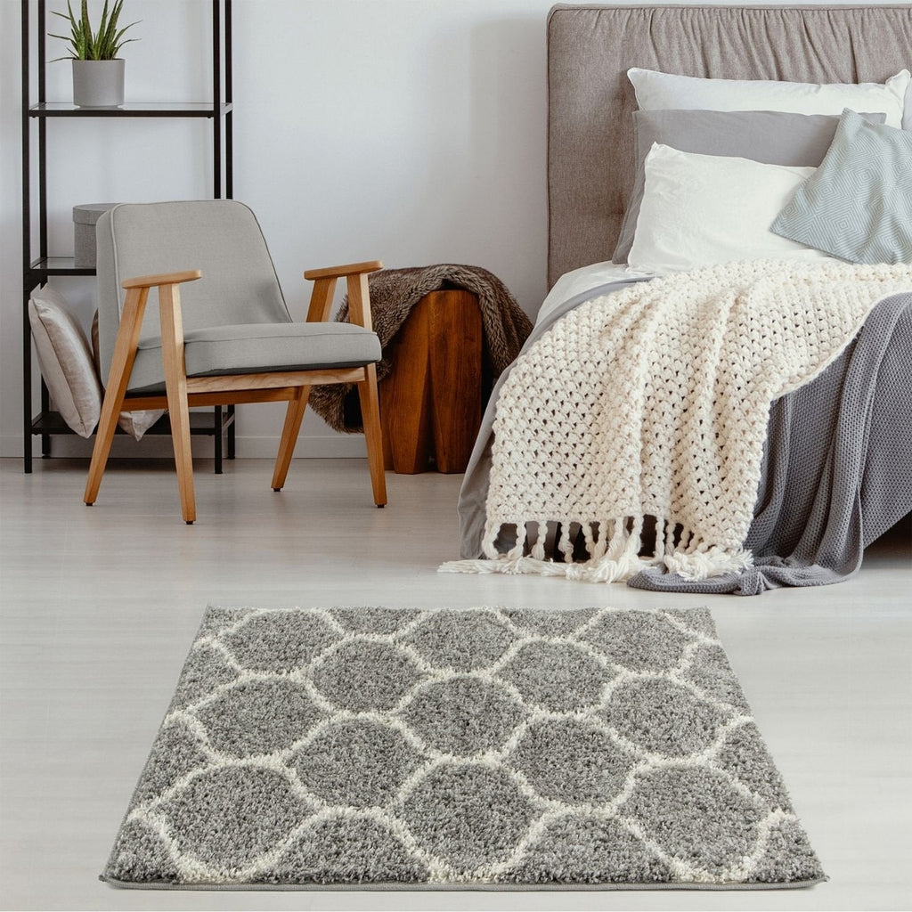 Moroccan Grey Shaggy Rug