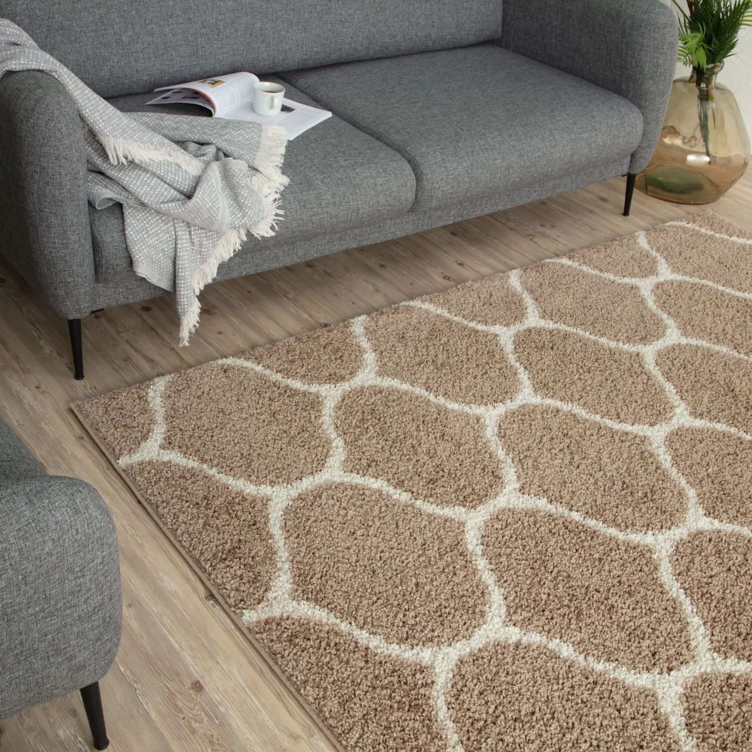 Moroccan Beige Shaggy Natural Rug
