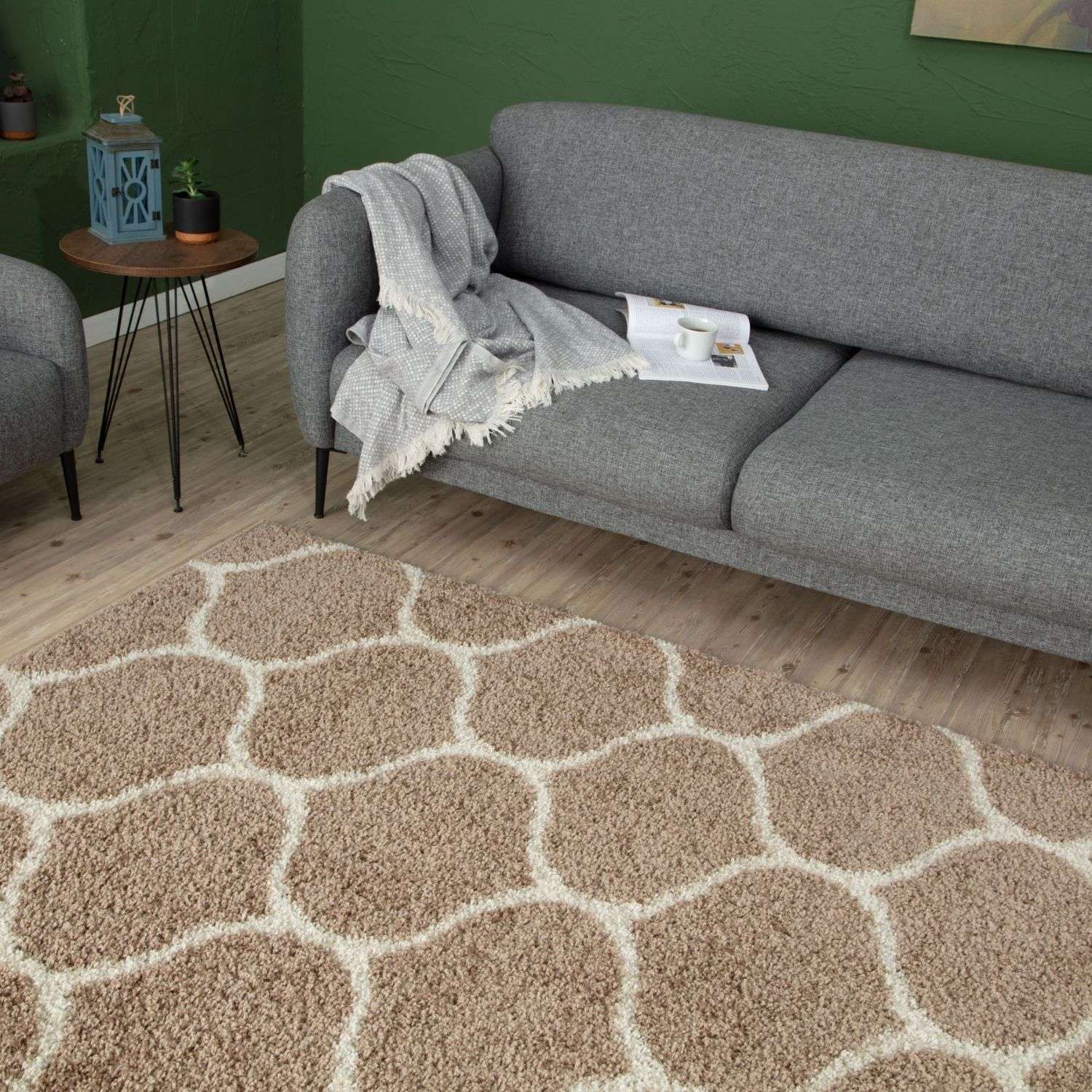 Moroccan Beige Shaggy Natural Rug