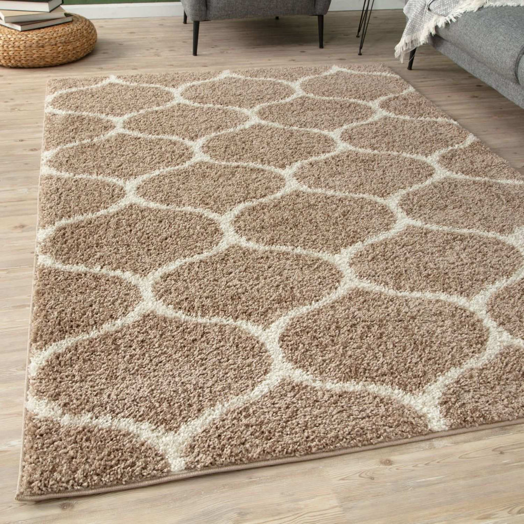 Moroccan Beige Shaggy Natural Rug