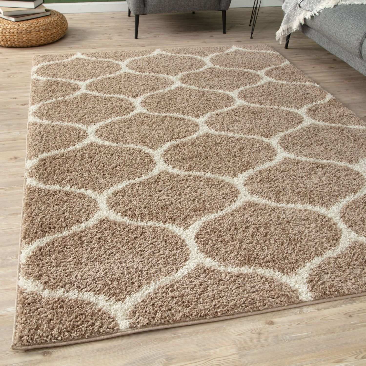 Moroccan Beige Shaggy Natural Rug
