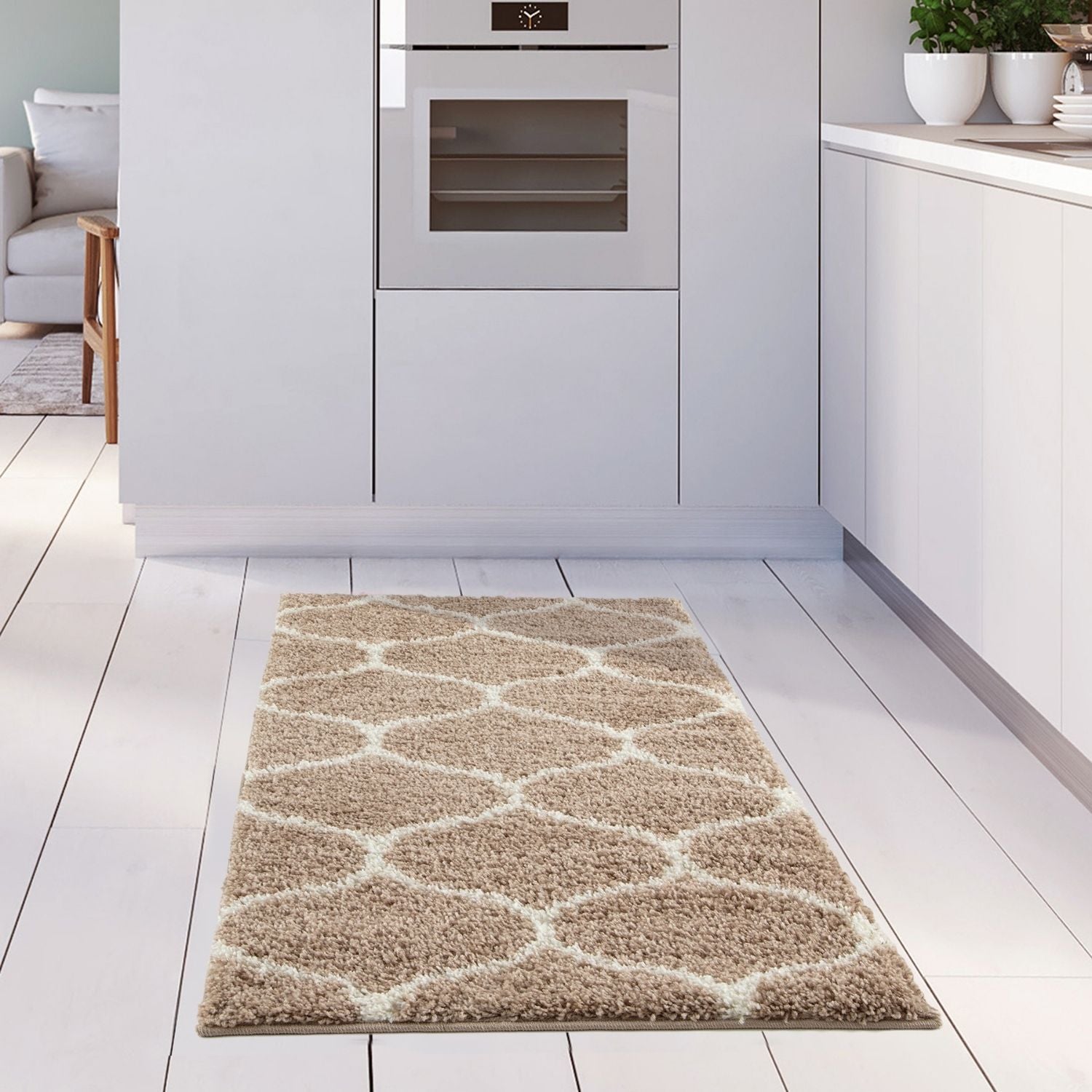 Moroccan Beige Shaggy Natural Rug