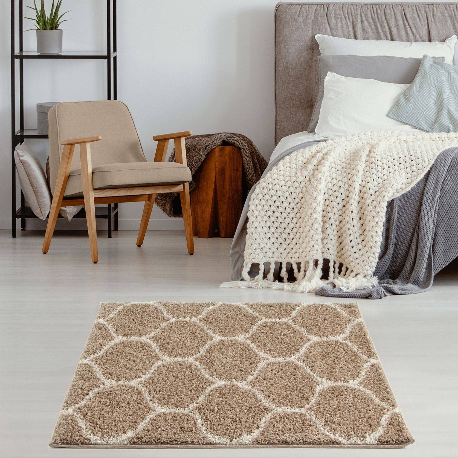 Moroccan Beige Shaggy Natural Rug