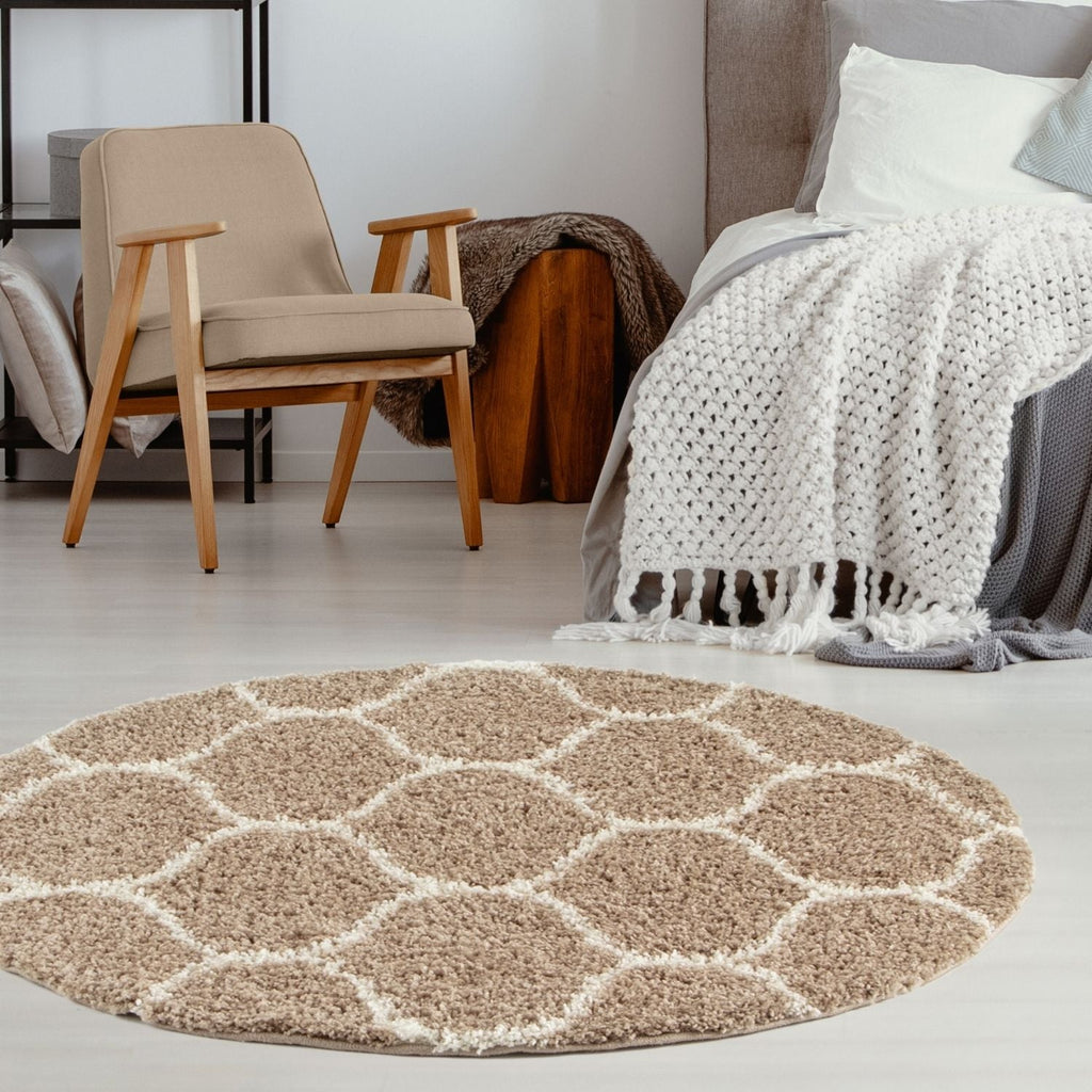 Moroccan Beige Shaggy Natural Rug