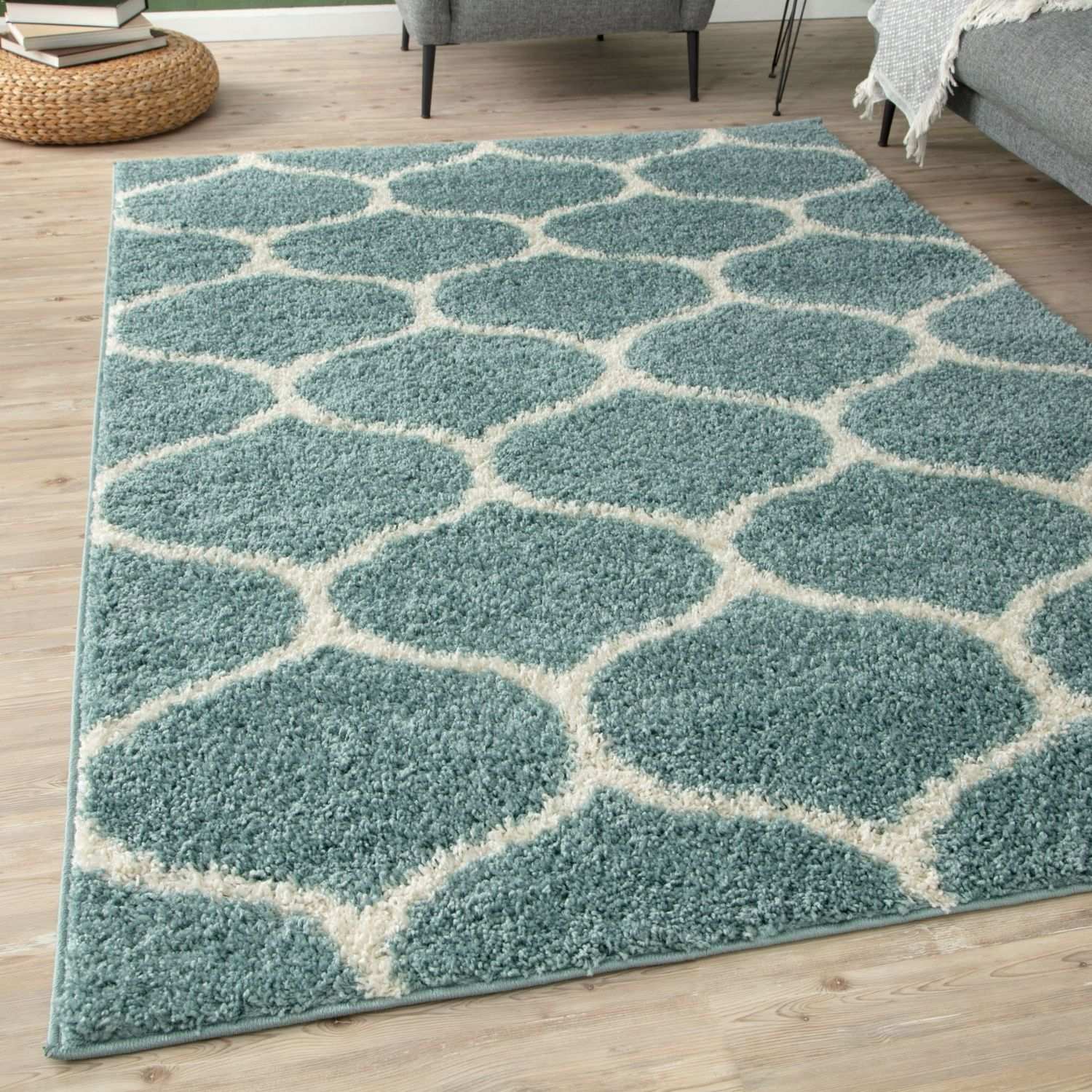 Moroccan Duck Egg Blue Shaggy Rug