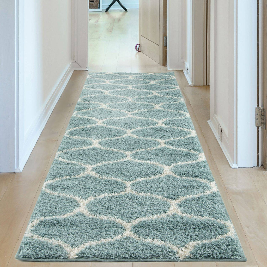 Moroccan Duck Egg Blue Shaggy Rug