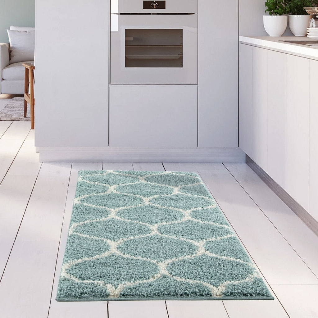 Moroccan Duck Egg Blue Shaggy Rug