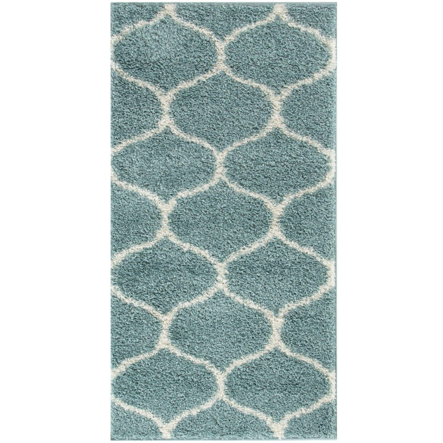Moroccan Duck Egg Blue Shaggy Rug