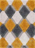 3D Ochre Geometric Shaggy Contemporary Rug