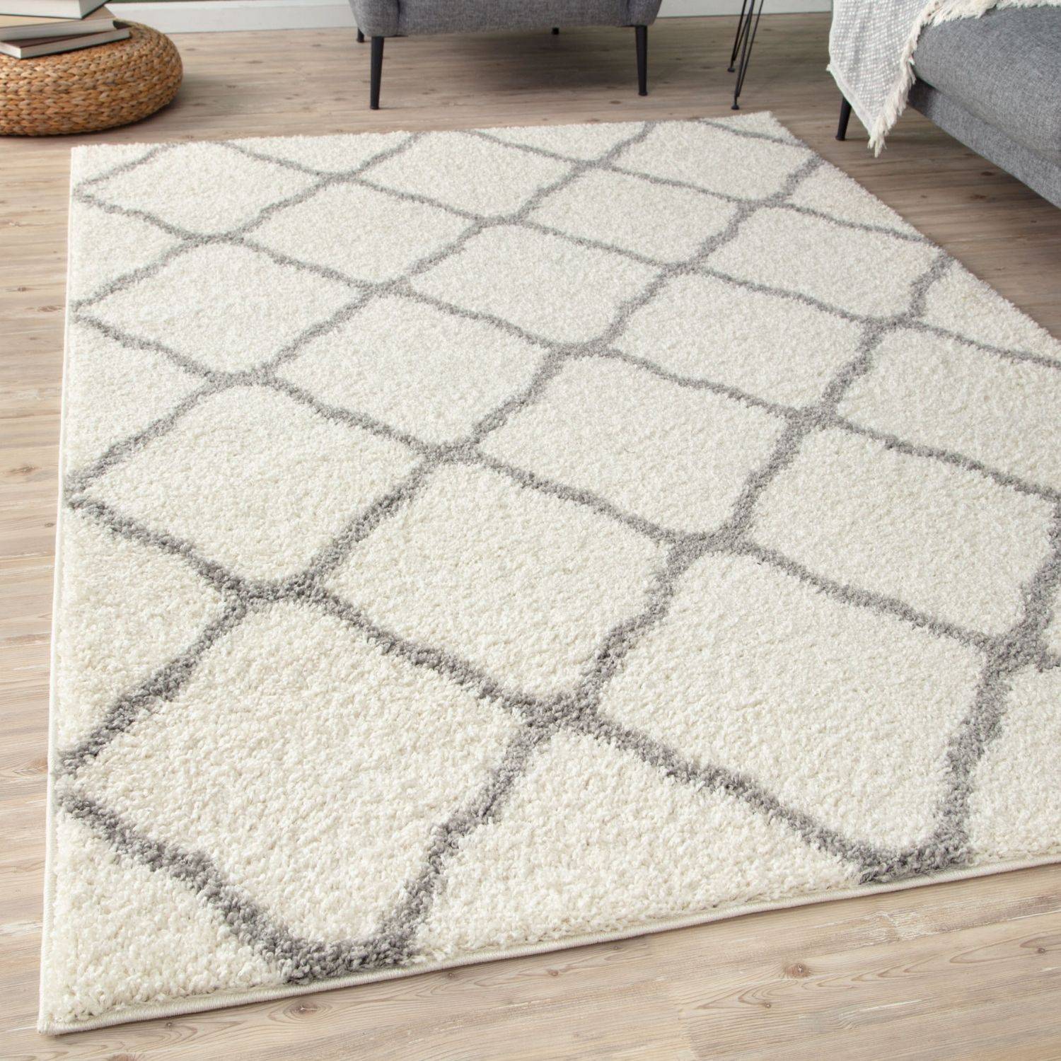 Moroccan Ivory Shaggy Rug