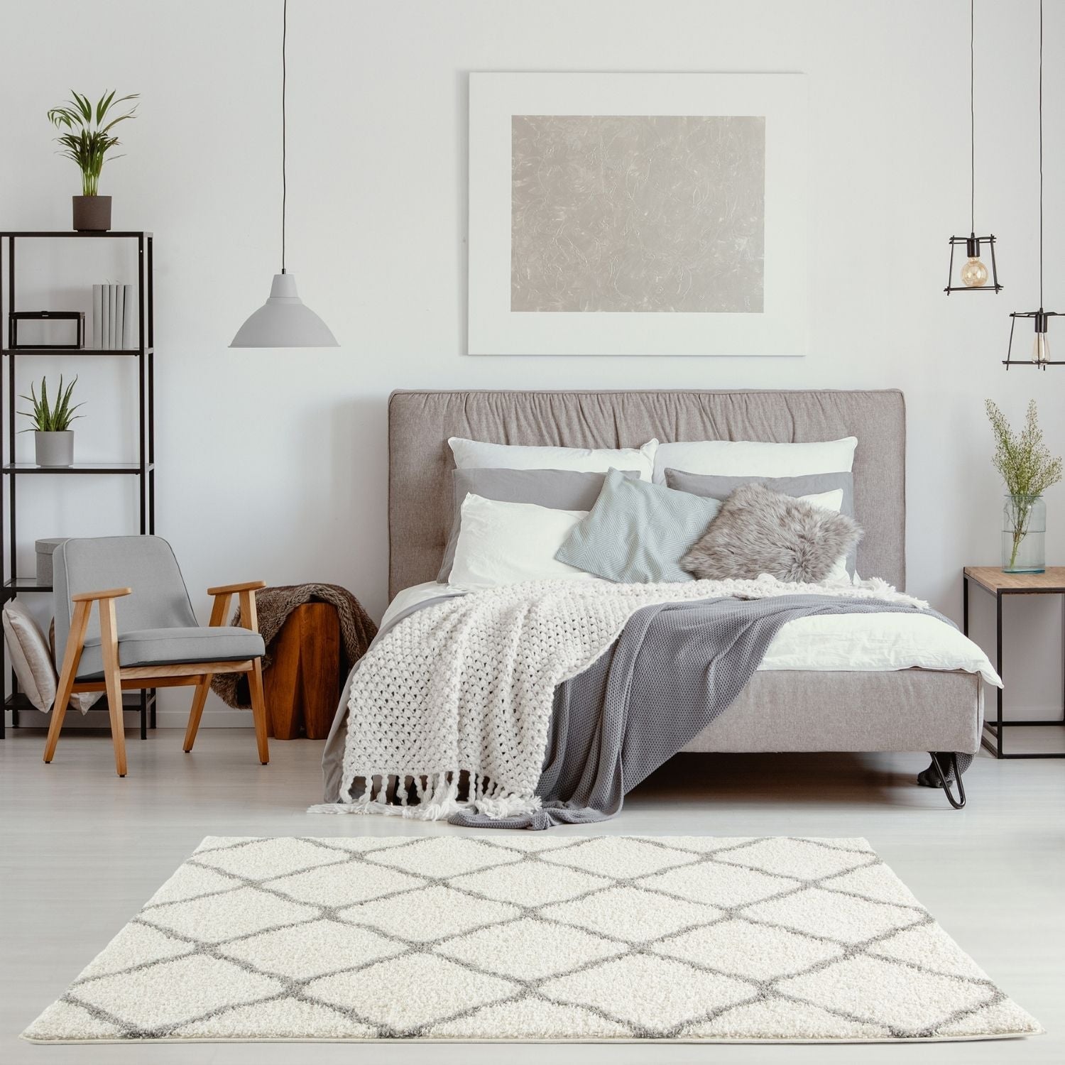 Moroccan Ivory Shaggy Rug