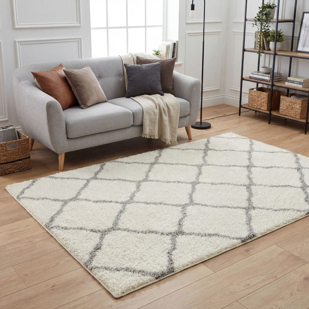 Moroccan Ivory Shaggy Rug