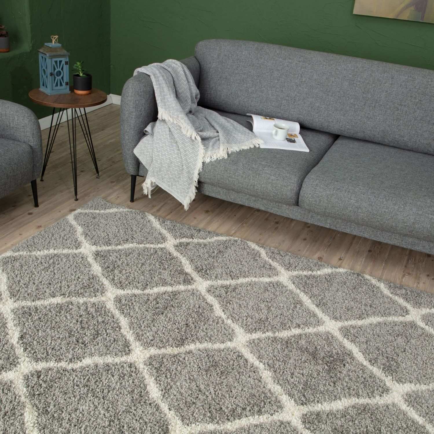 Moroccan Grey Shaggy Rug
