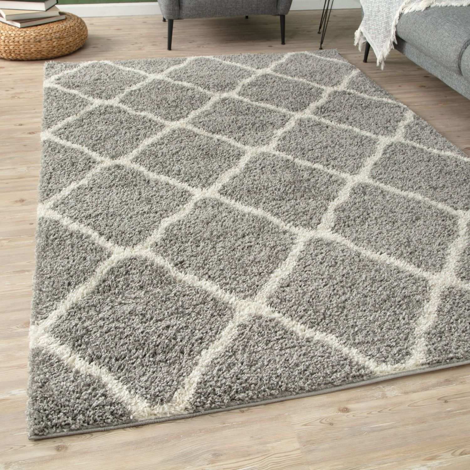 Moroccan Grey Shaggy Rug