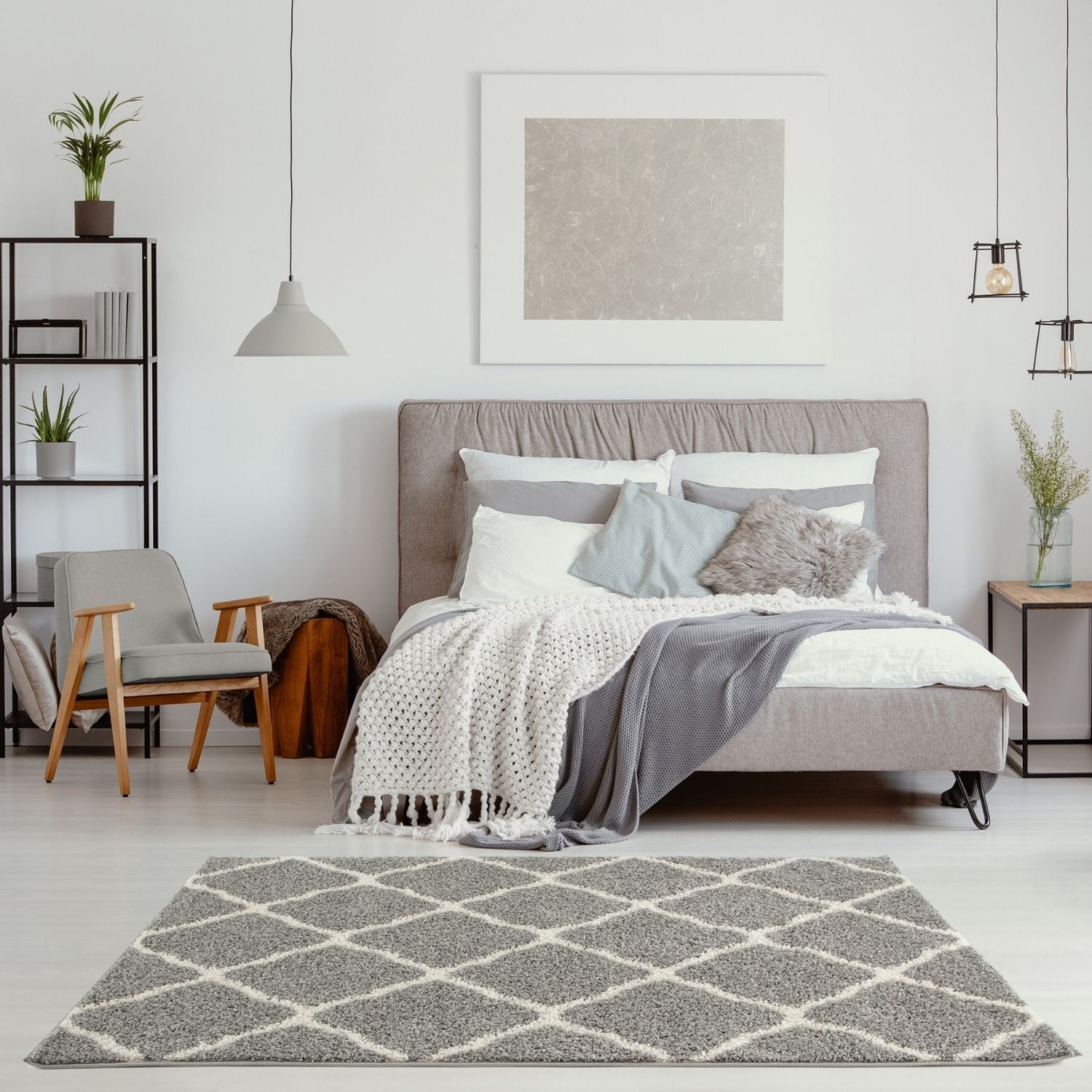 Moroccan Grey Shaggy Rug