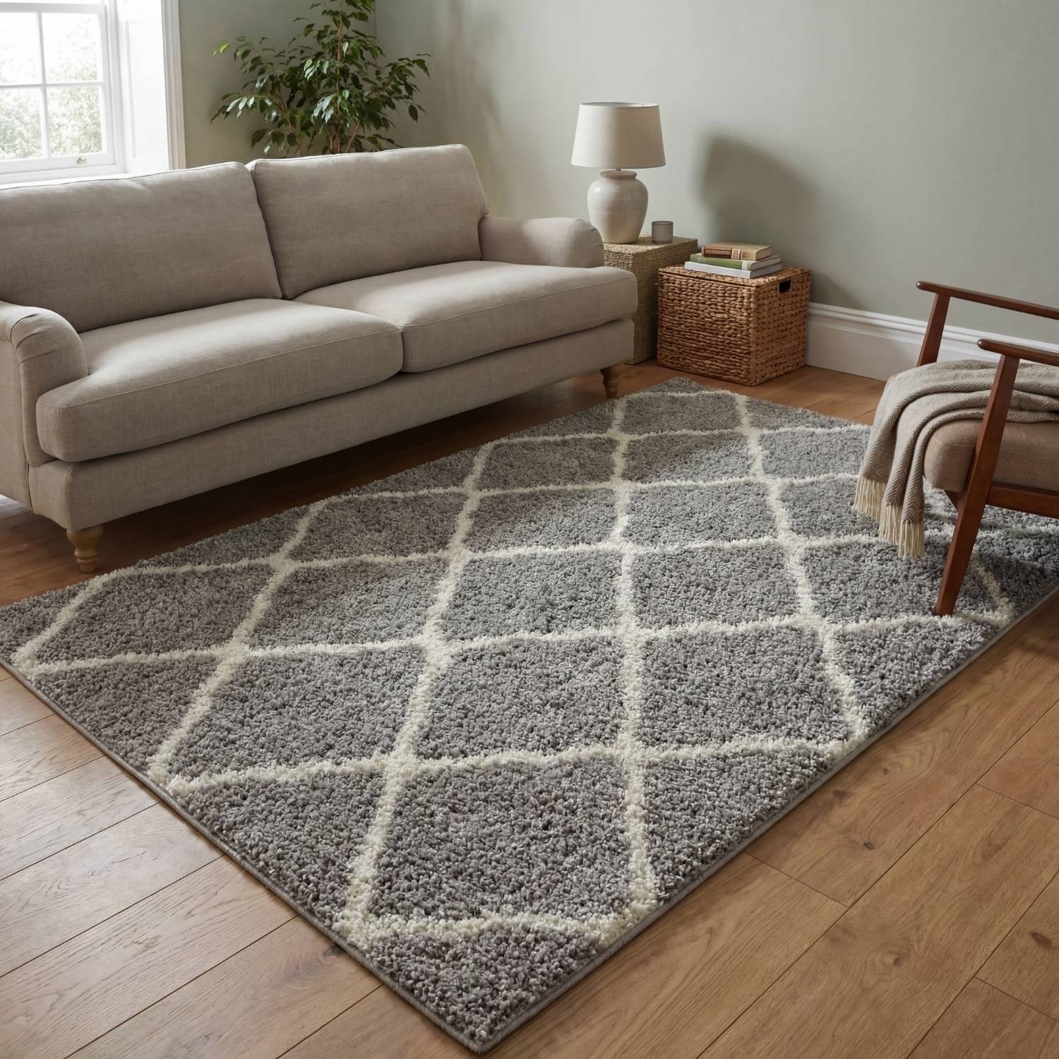Moroccan Grey Shaggy Rug