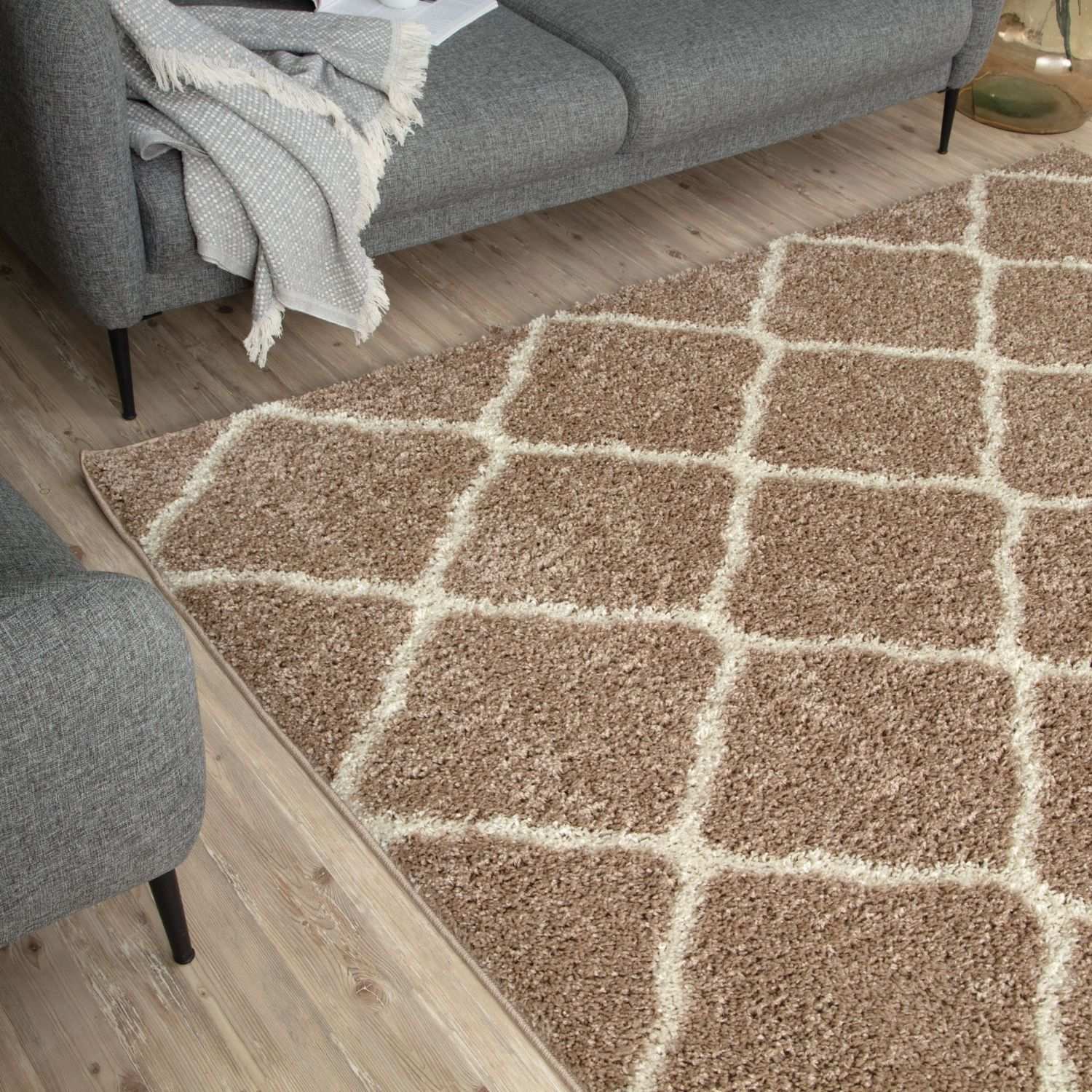 Moroccan Beige Shaggy Natural Rug
