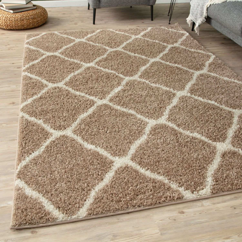 Moroccan Beige Shaggy Natural Rug