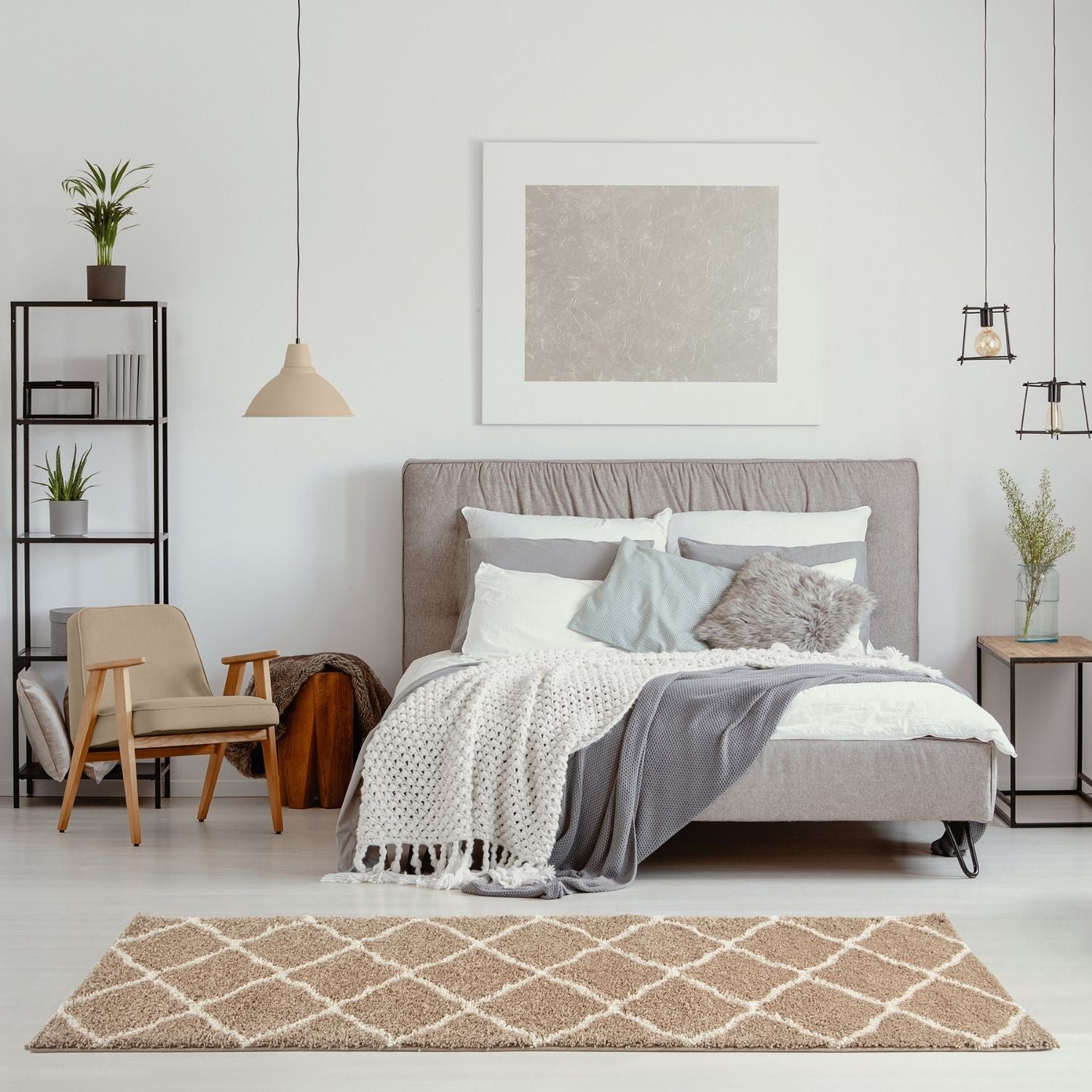 Moroccan Beige Shaggy Natural Rug
