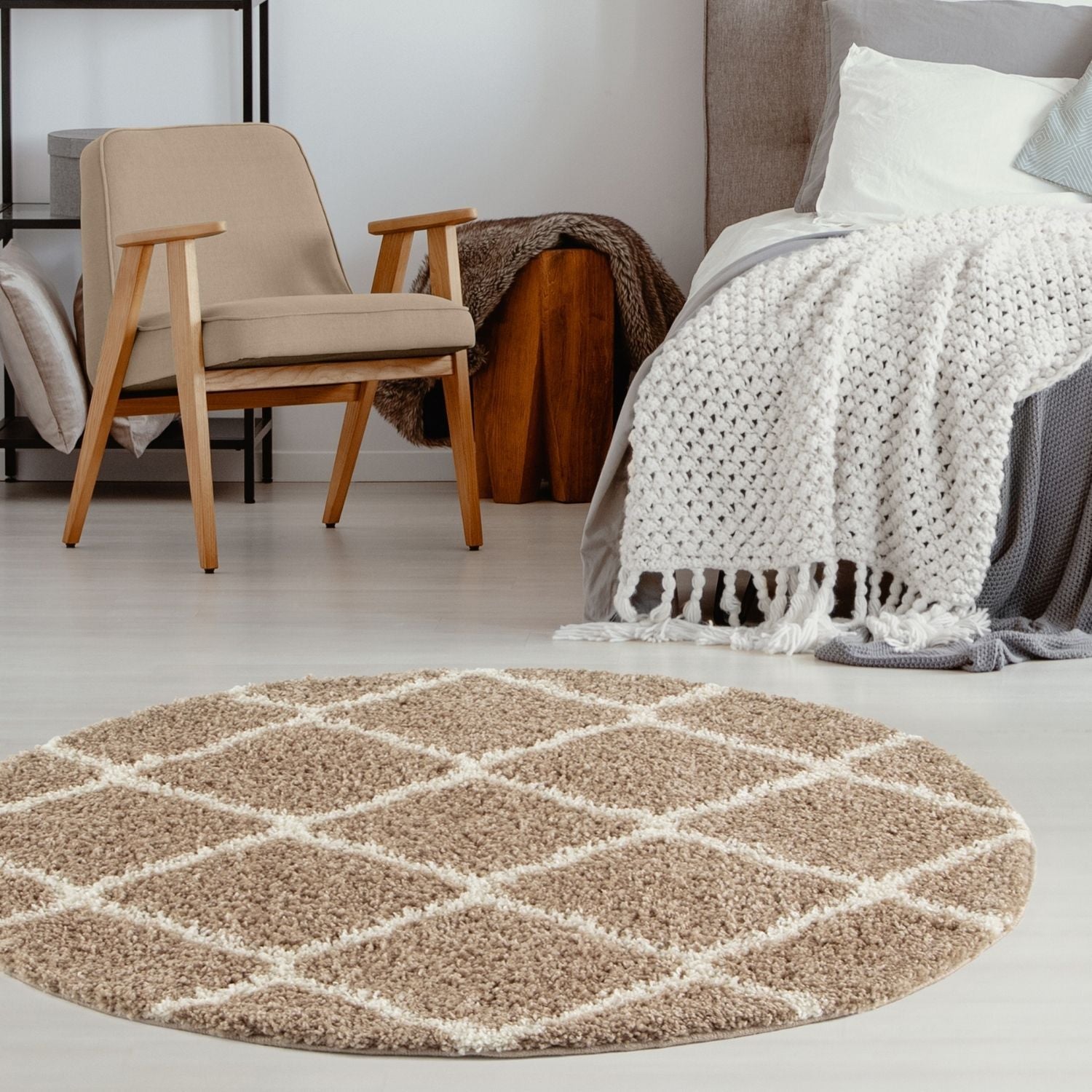 Moroccan Beige Shaggy Natural Rug