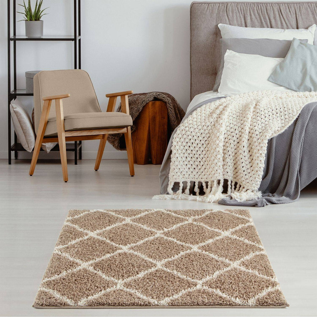Moroccan Beige Shaggy Natural Rug