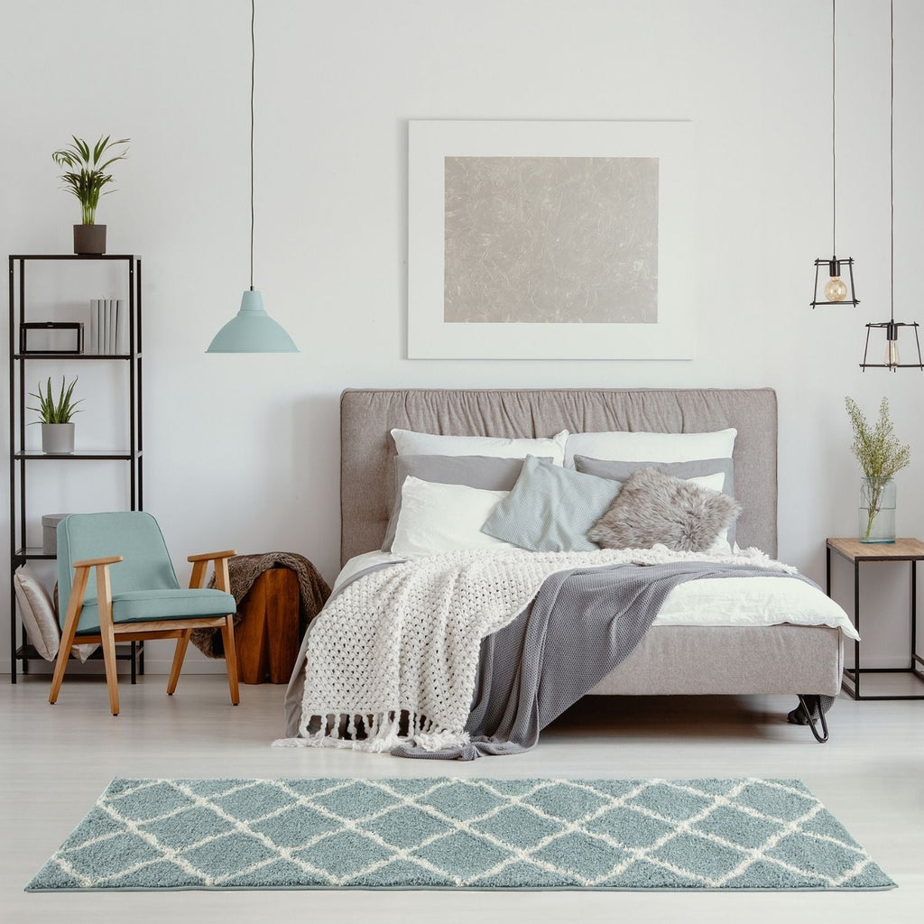 Moroccan Duck Egg Blue Shaggy Rug