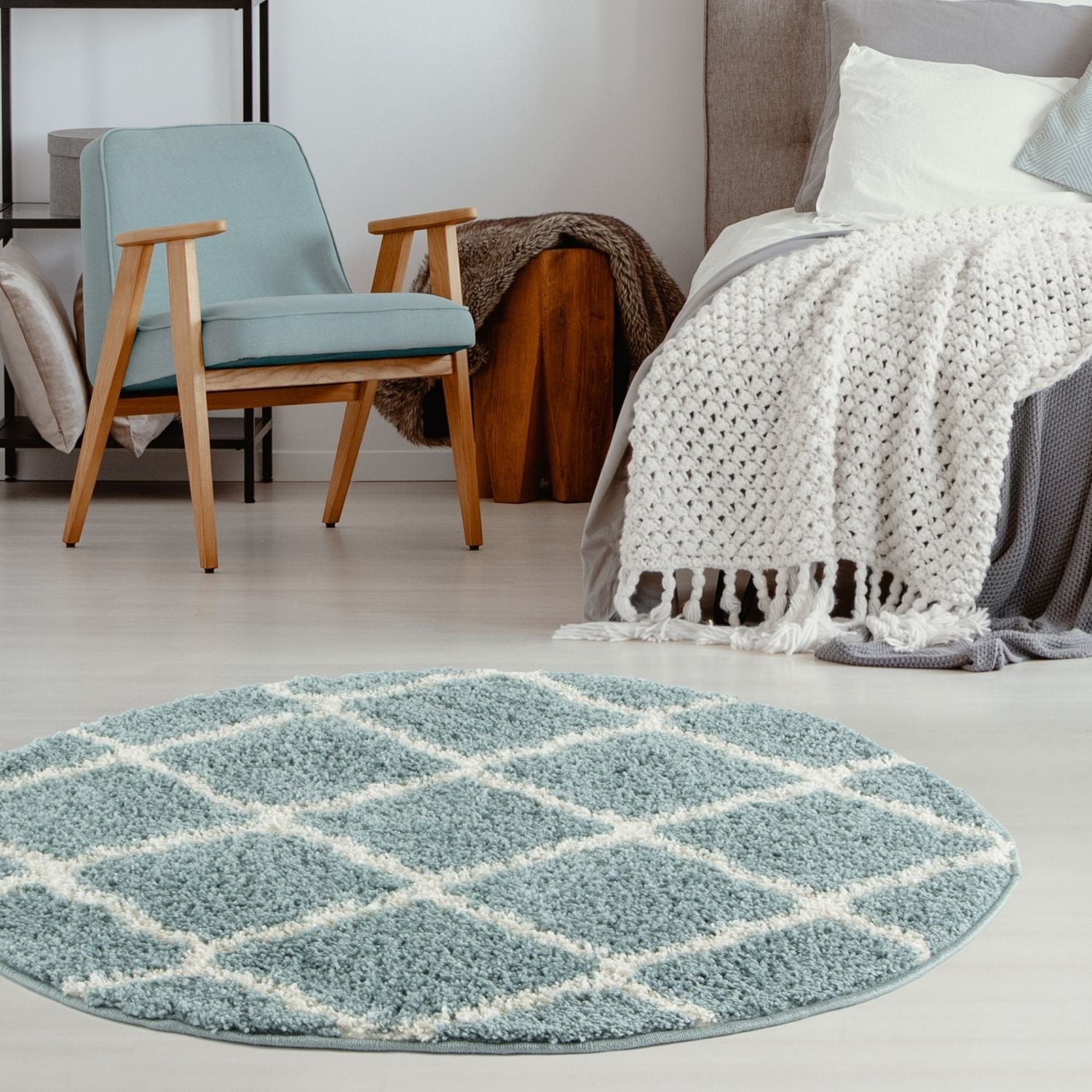 Moroccan Duck Egg Blue Shaggy Rug