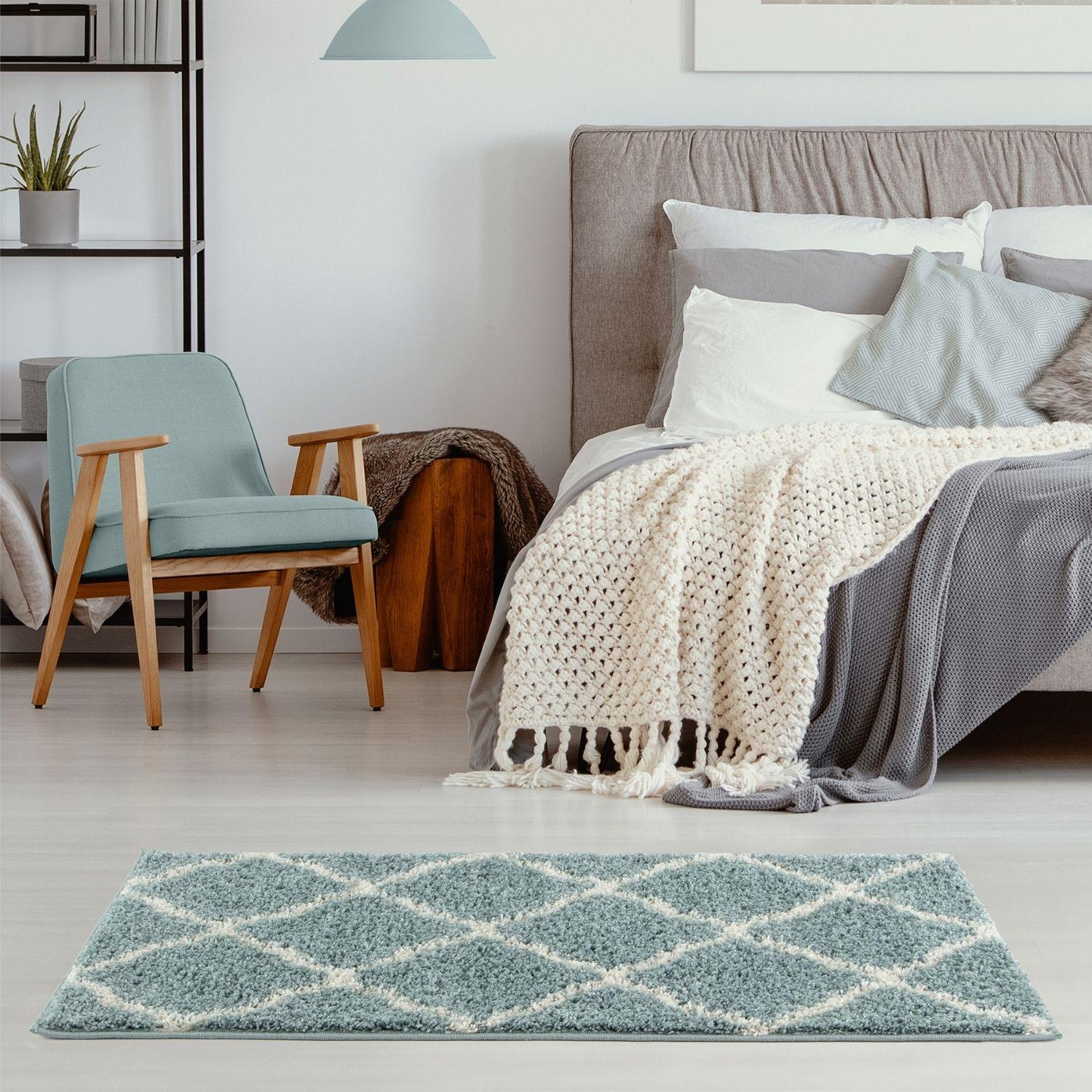 Moroccan Duck Egg Blue Shaggy Rug