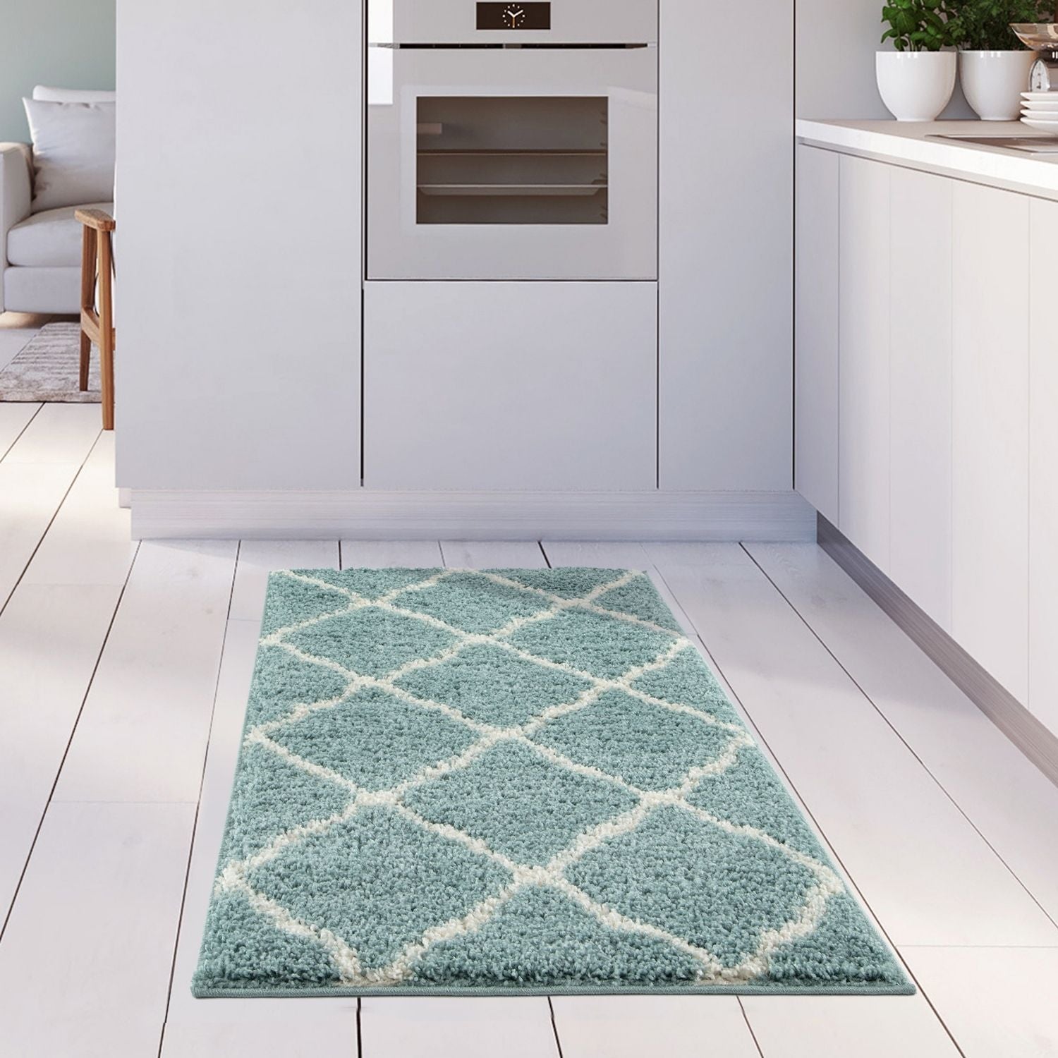 Moroccan Duck Egg Blue Shaggy Rug