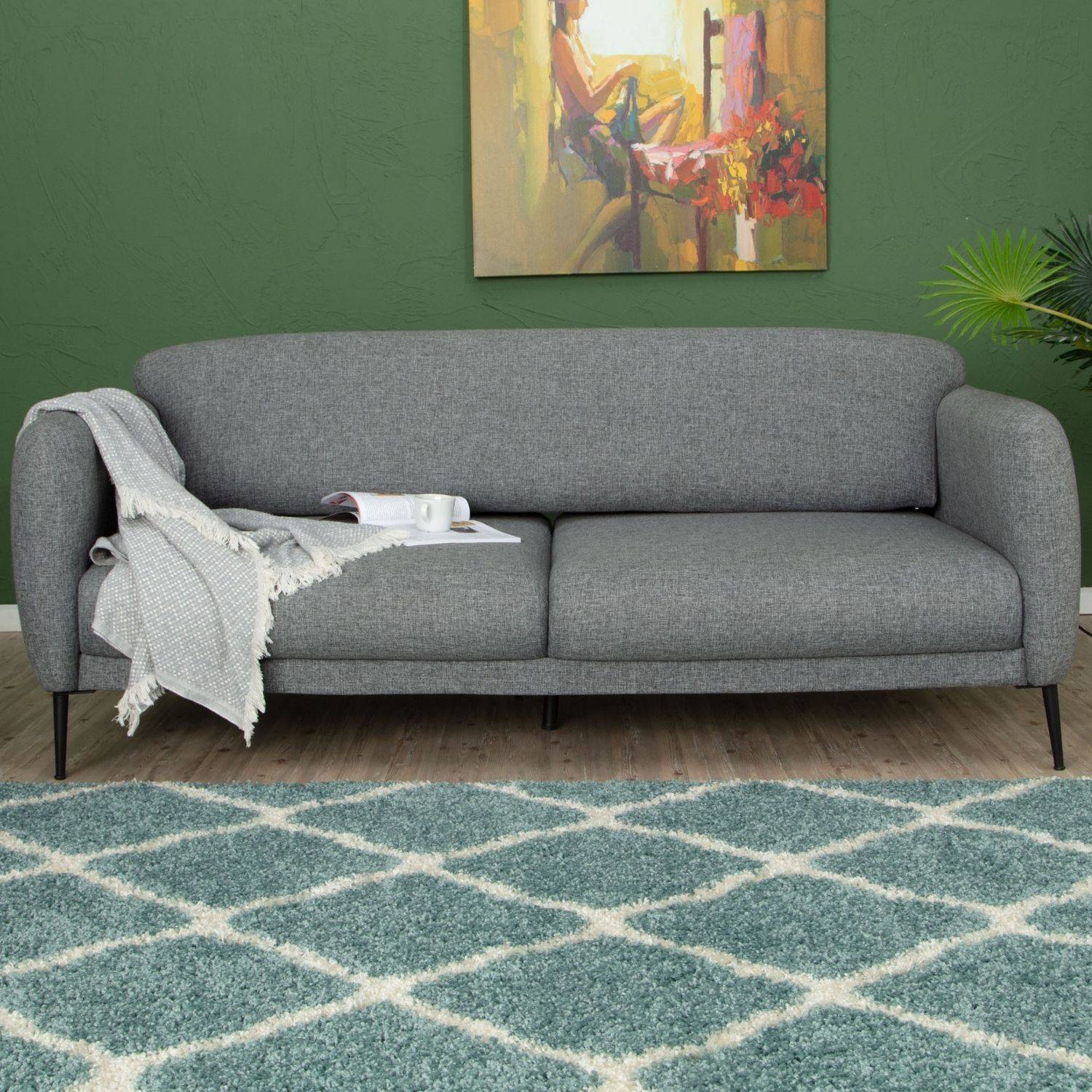 Moroccan Duck Egg Blue Shaggy Rug