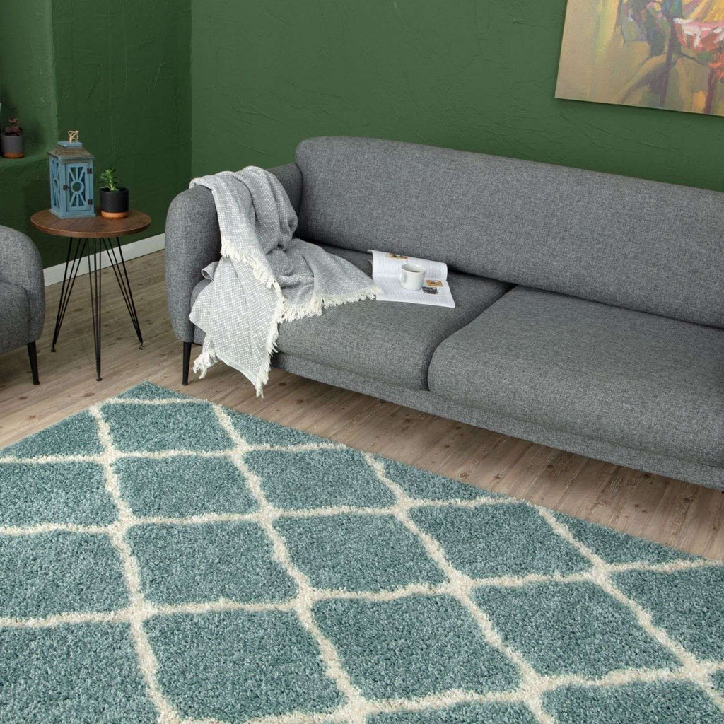 Moroccan Duck Egg Blue Shaggy Rug