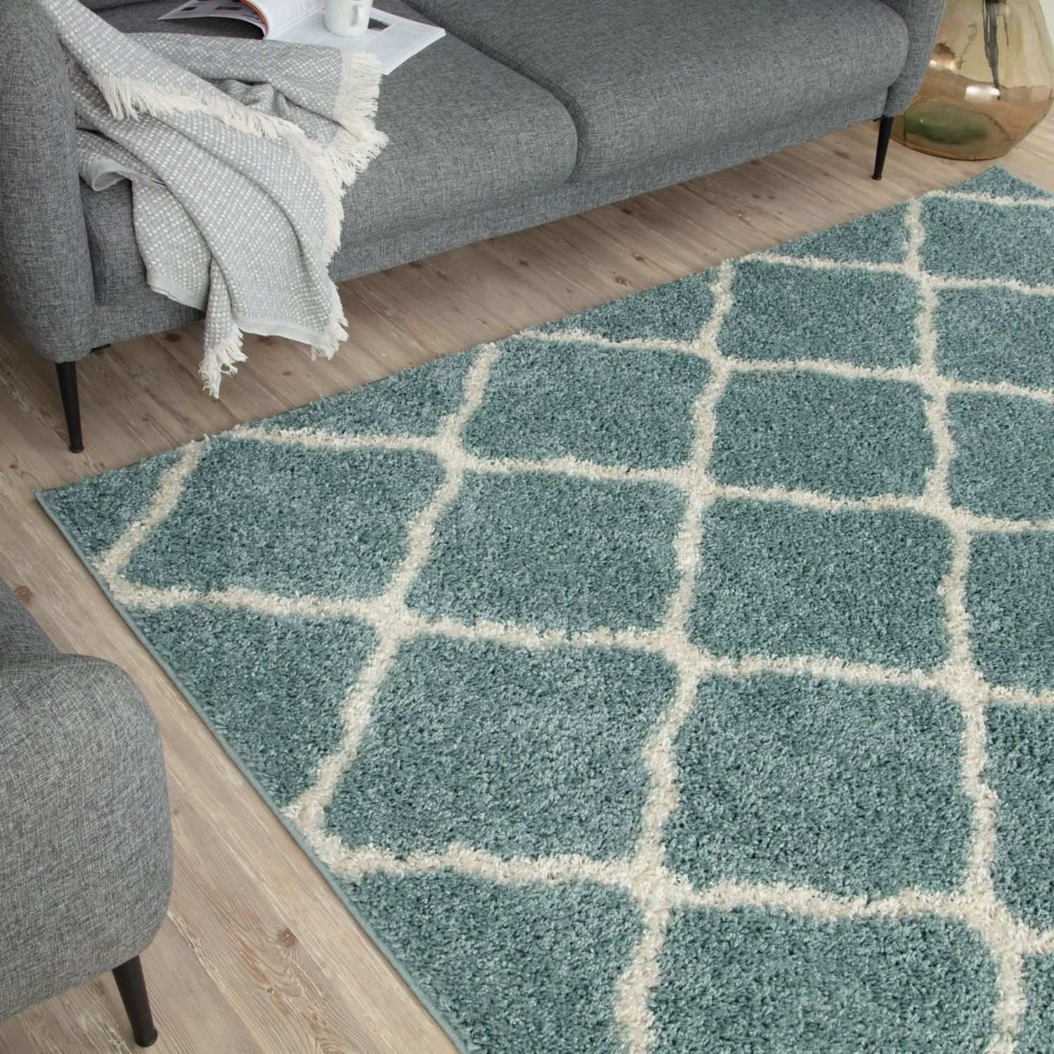 Moroccan Duck Egg Blue Shaggy Rug