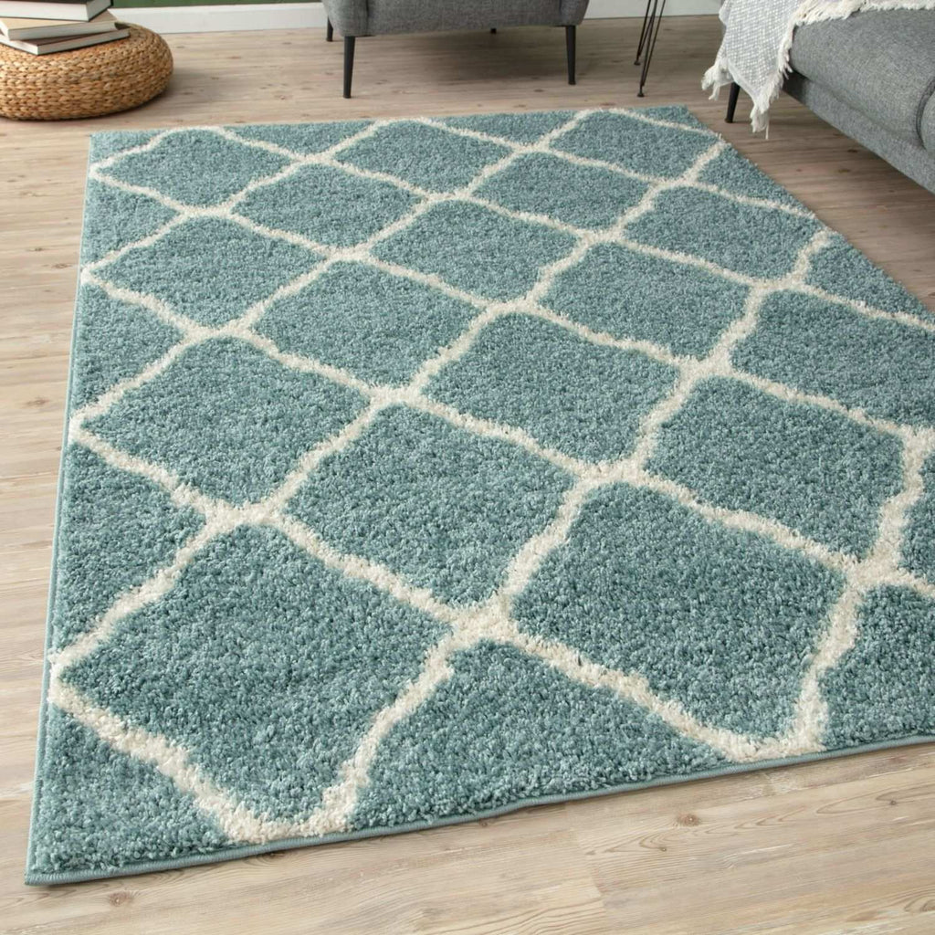 Moroccan Duck Egg Blue Shaggy Rug