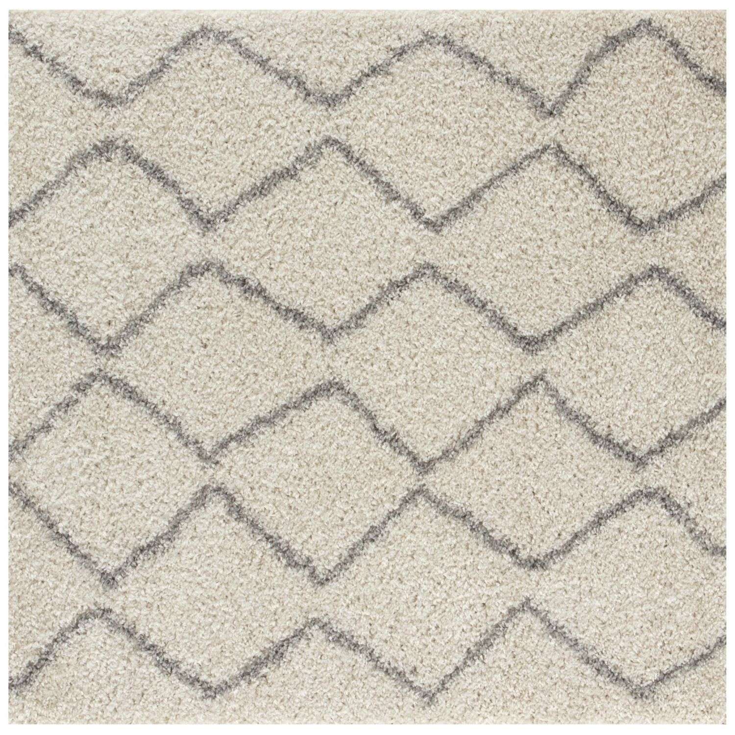 Moroccan Ivory Grey Shaggy Rug