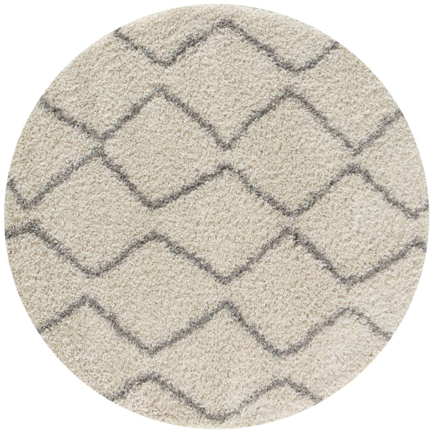 Moroccan Ivory Grey Shaggy Rug