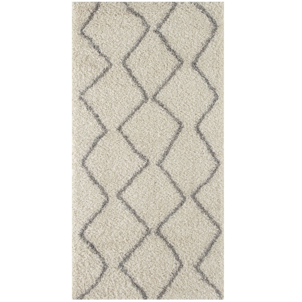 Moroccan Ivory Grey Shaggy Rug
