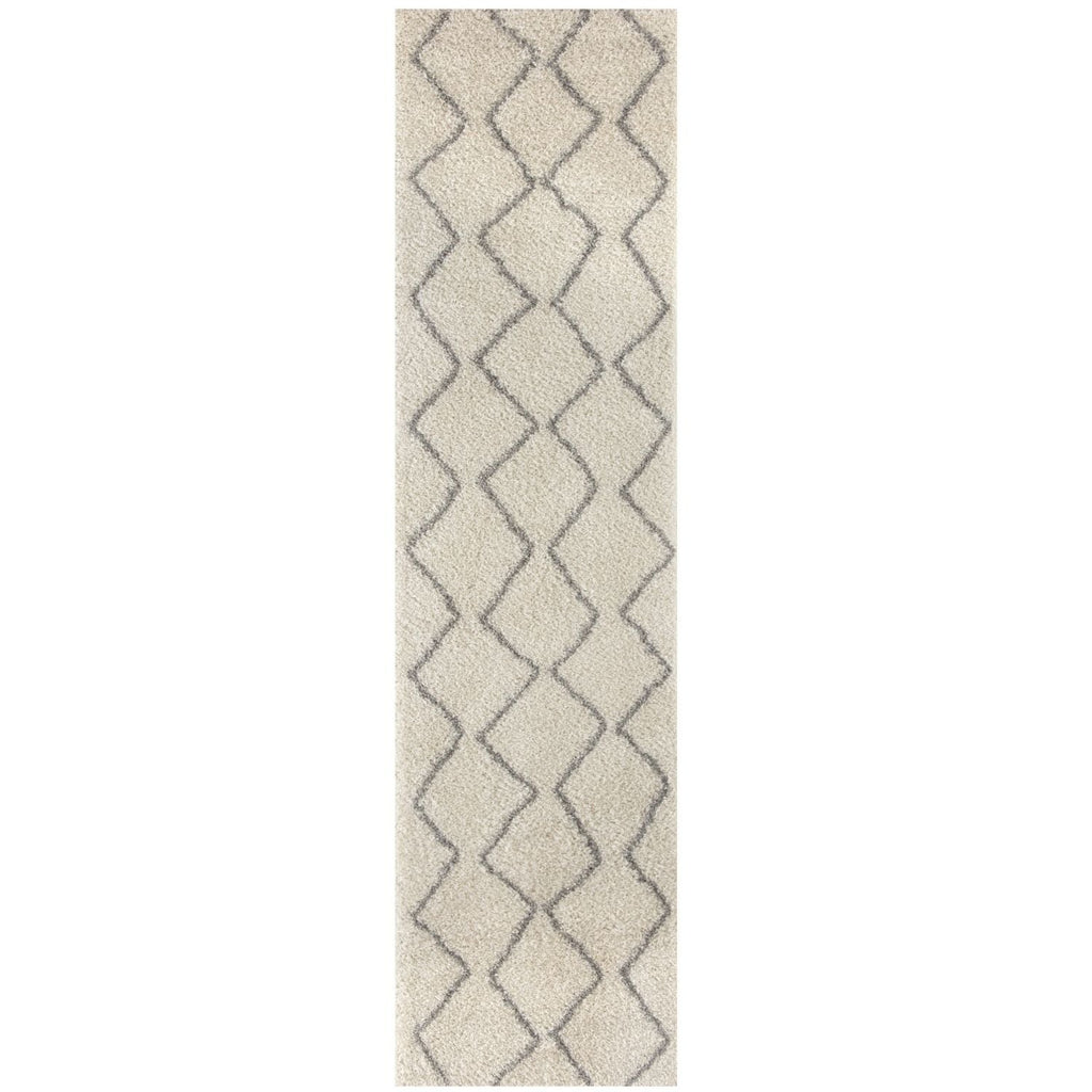 Moroccan Ivory Grey Shaggy Rug