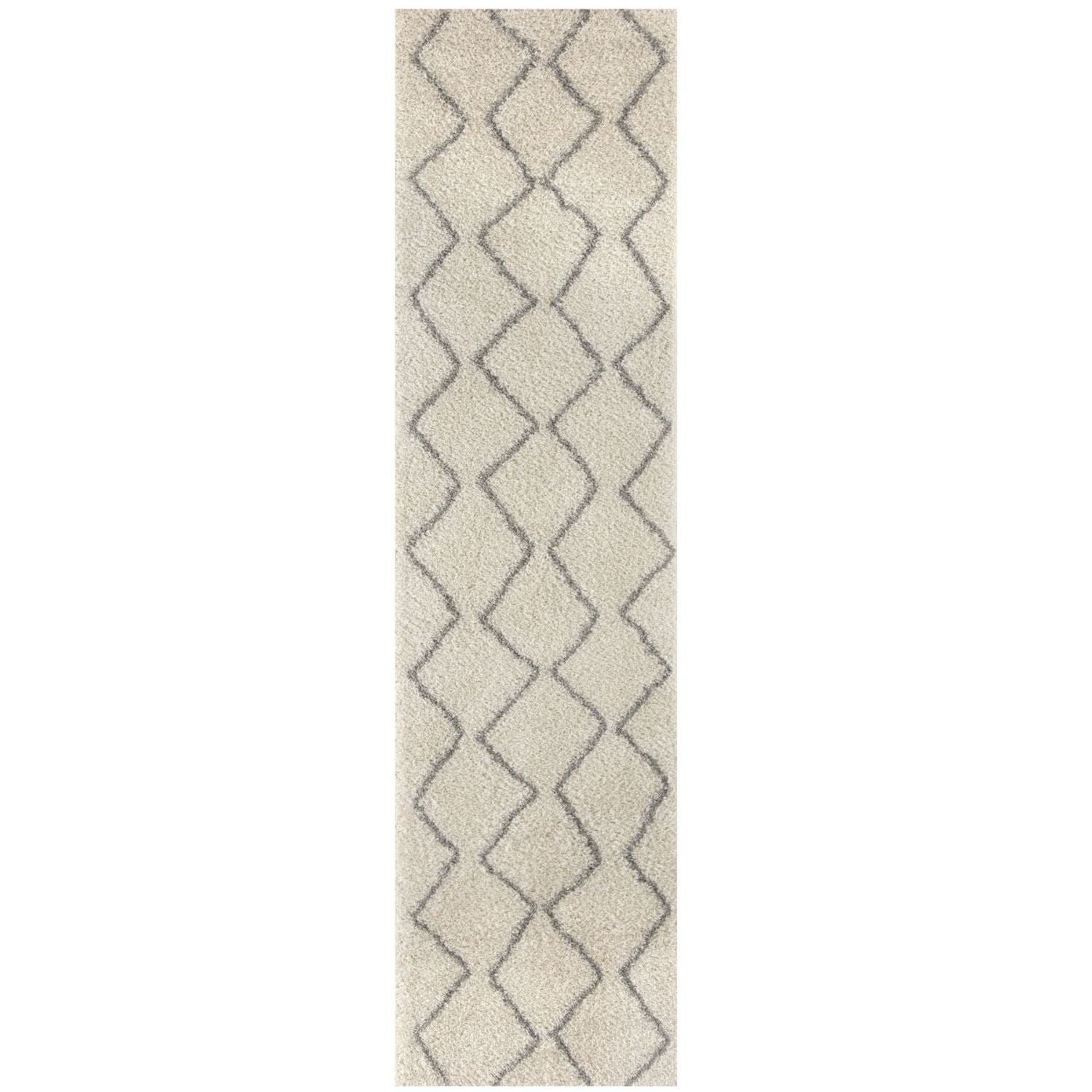 Moroccan Ivory Grey Shaggy Rug