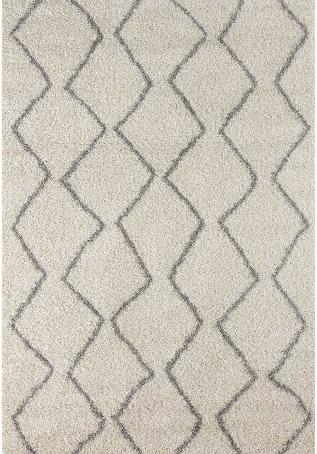 Moroccan Ivory Grey Shaggy Rug