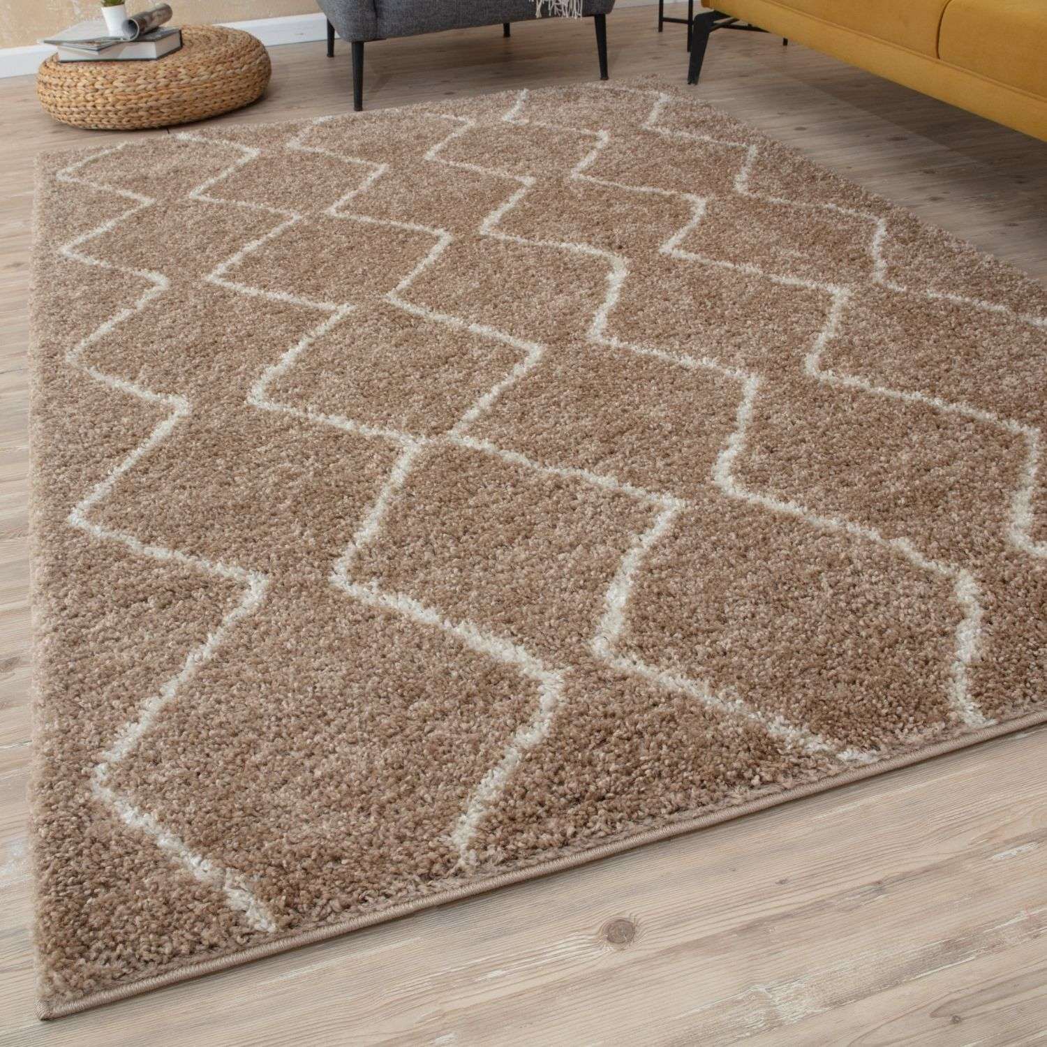 Moroccan Beige Shaggy Natural Rug