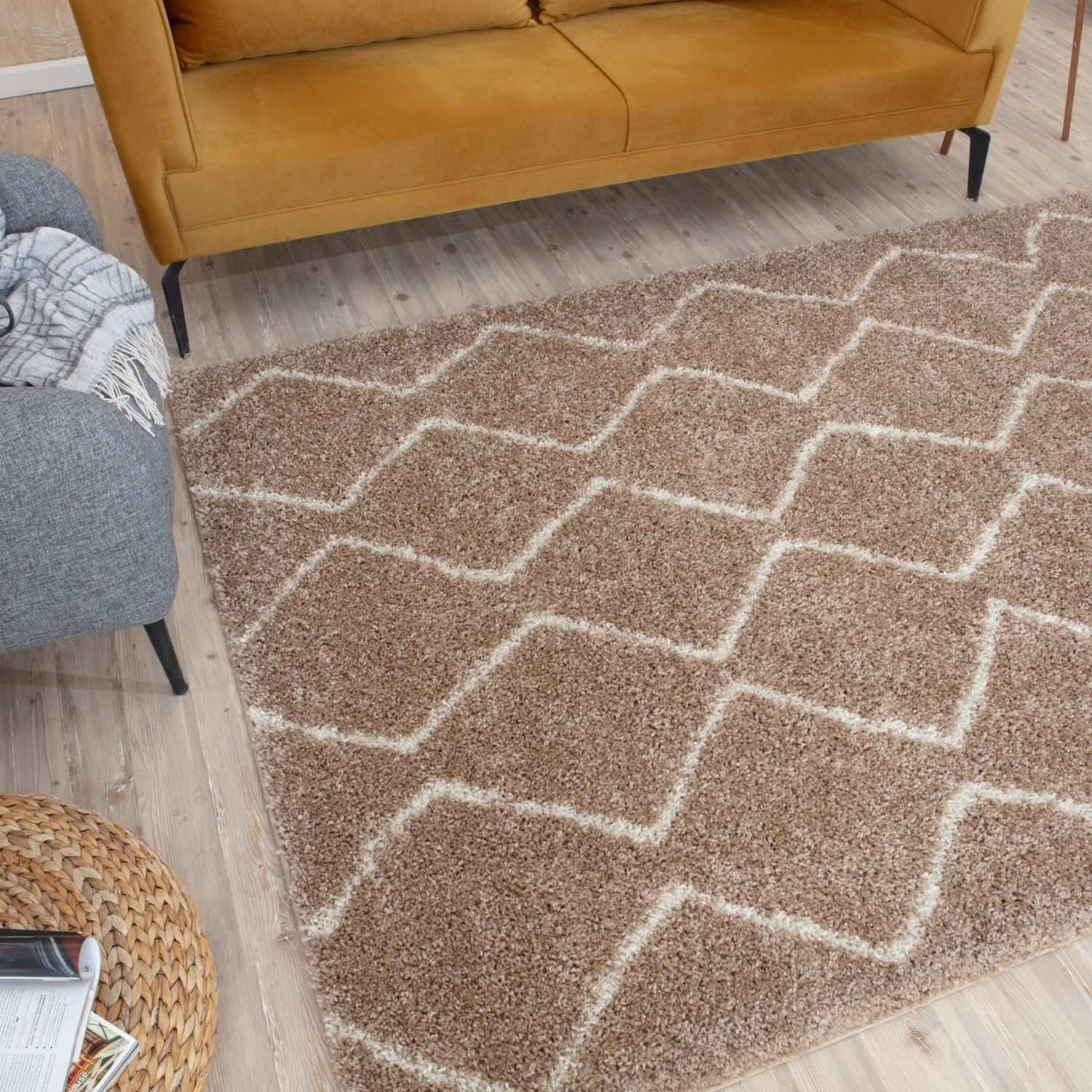 Moroccan Beige Shaggy Natural Rug