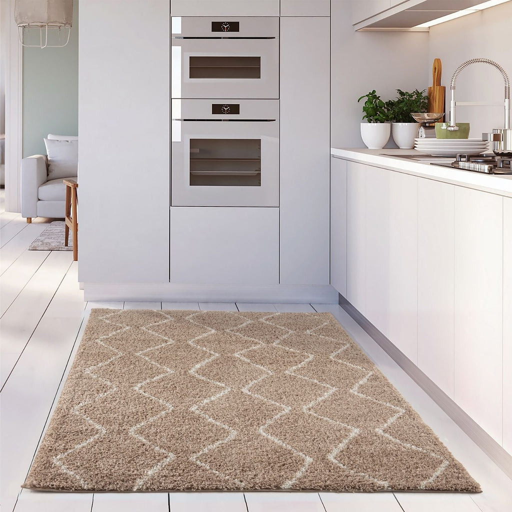 Moroccan Beige Shaggy Natural Rug