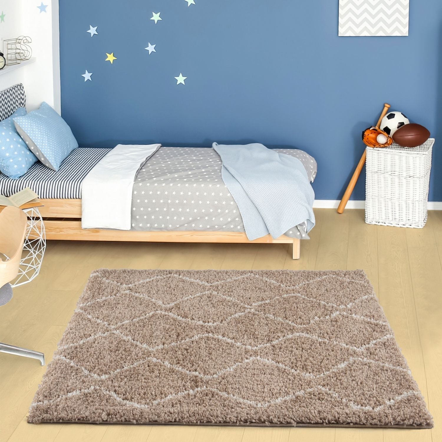 Moroccan Beige Shaggy Natural Rug