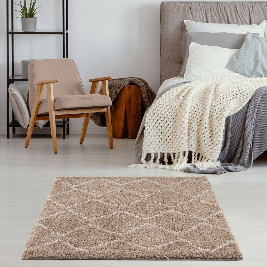 Moroccan Beige Shaggy Natural Rug