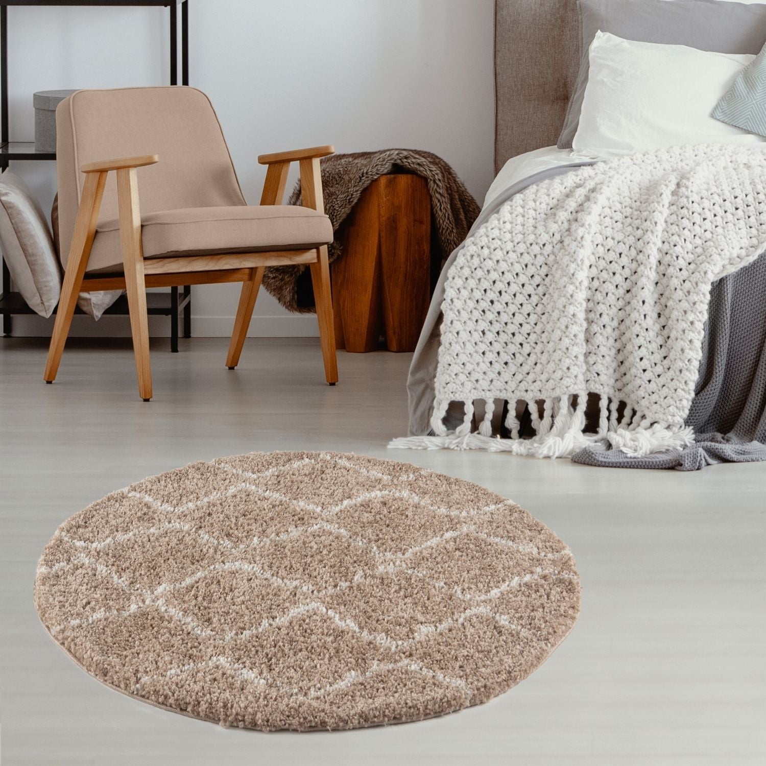 Moroccan Beige Shaggy Natural Rug